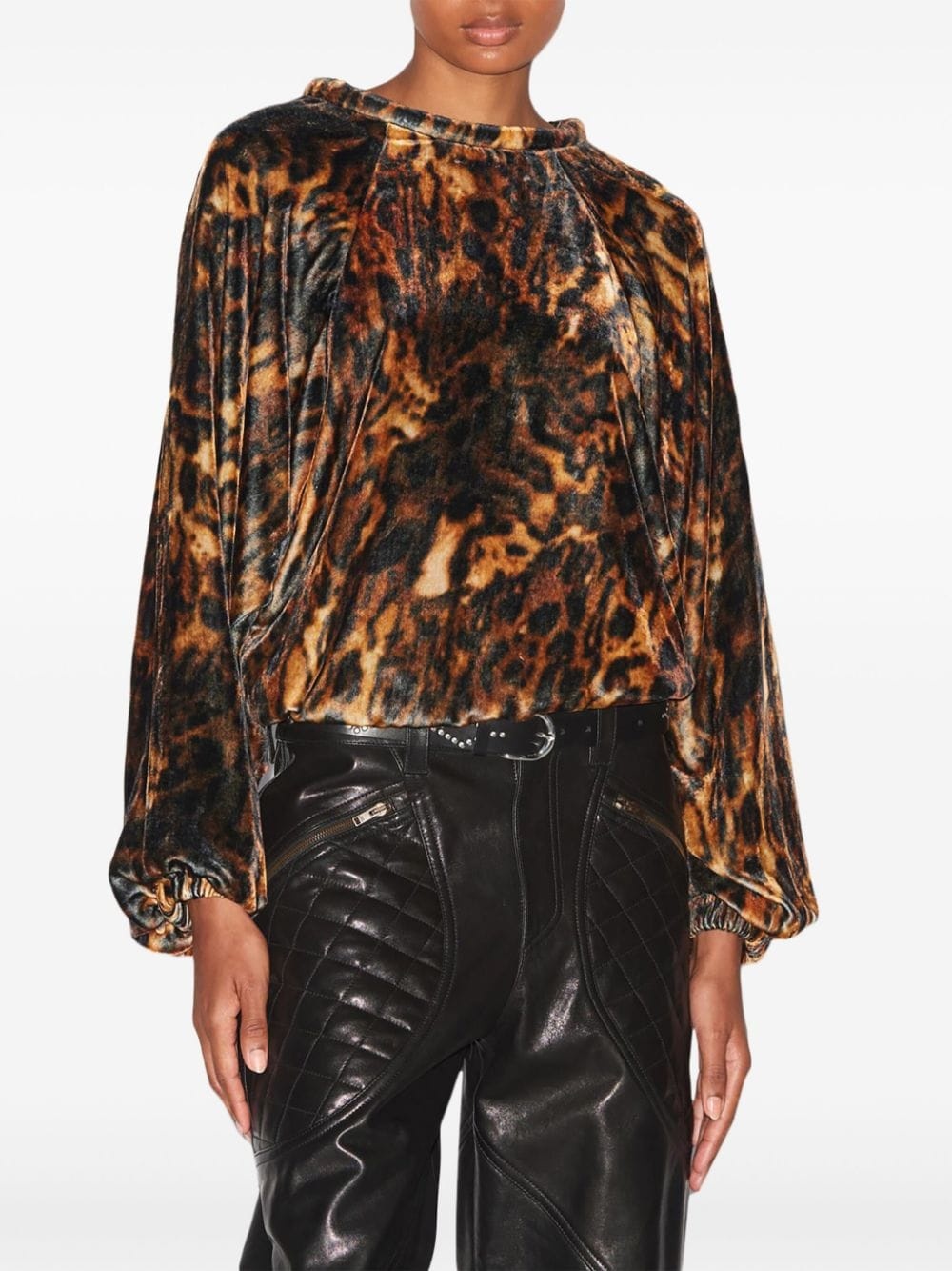 leopard-print silk blouse - 3