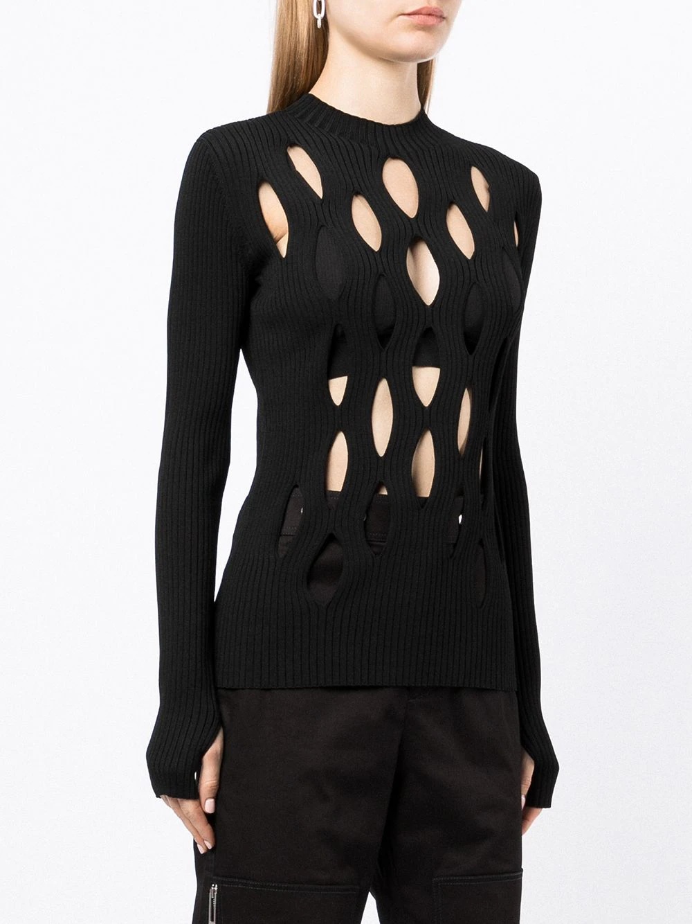 cut out-detail knitted top - 4