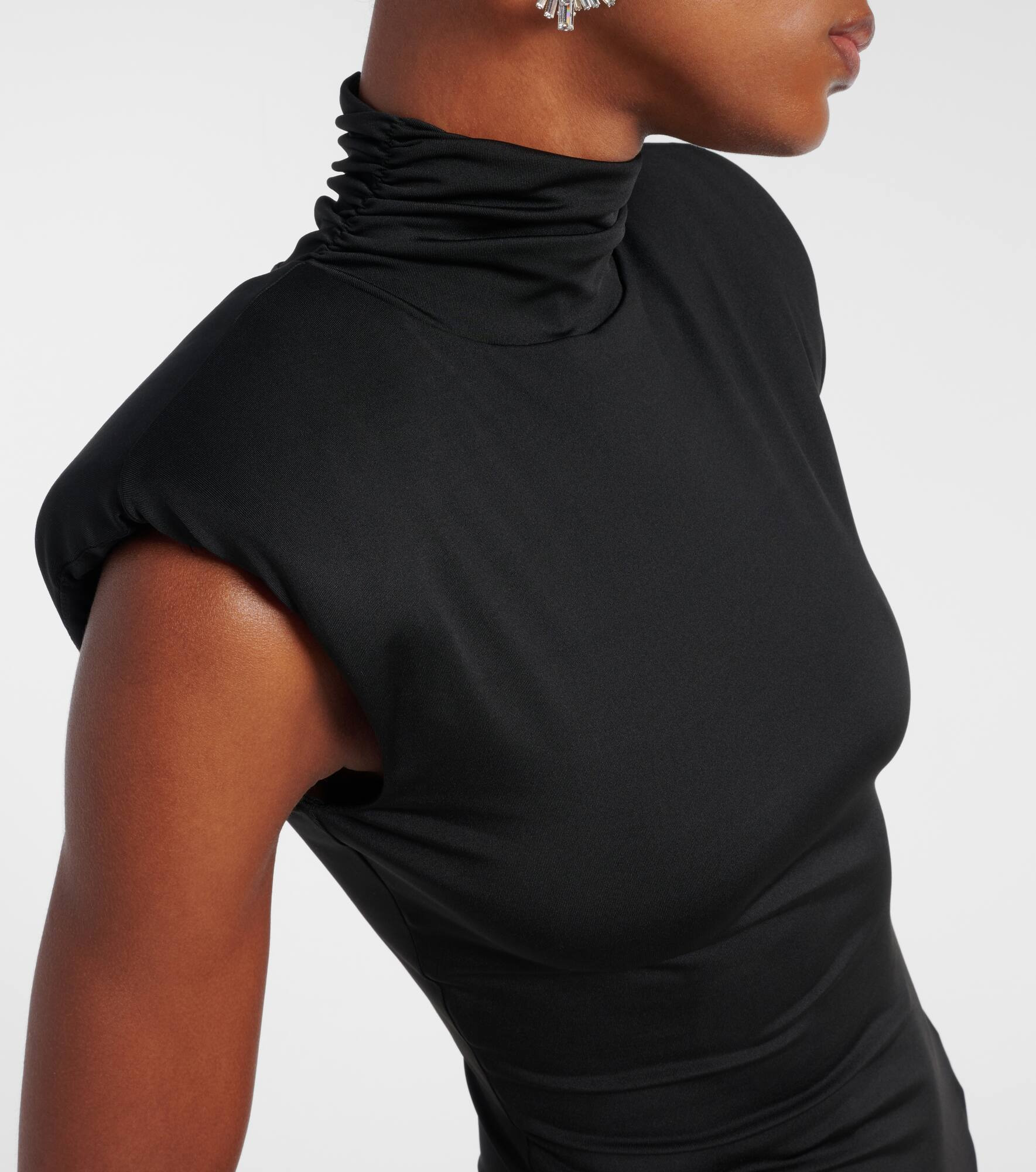Asymmetric embellished jersey midi dress - 4