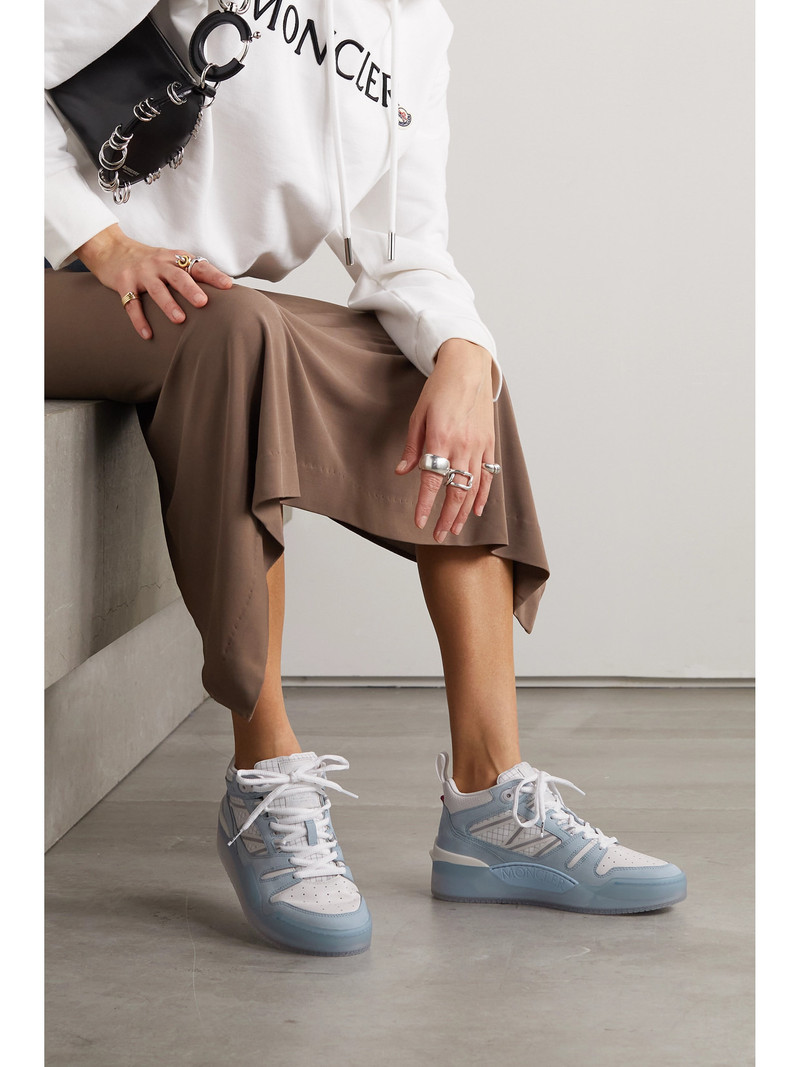 Moncler Pivot Mid Leather And Ripstop-trimmed Suede Sneakers outlook