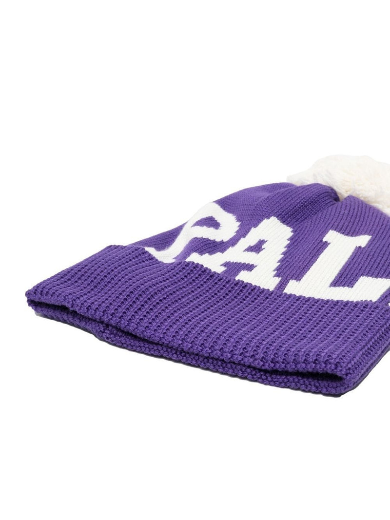 Palm Angels logo knitted pompom beanie outlook