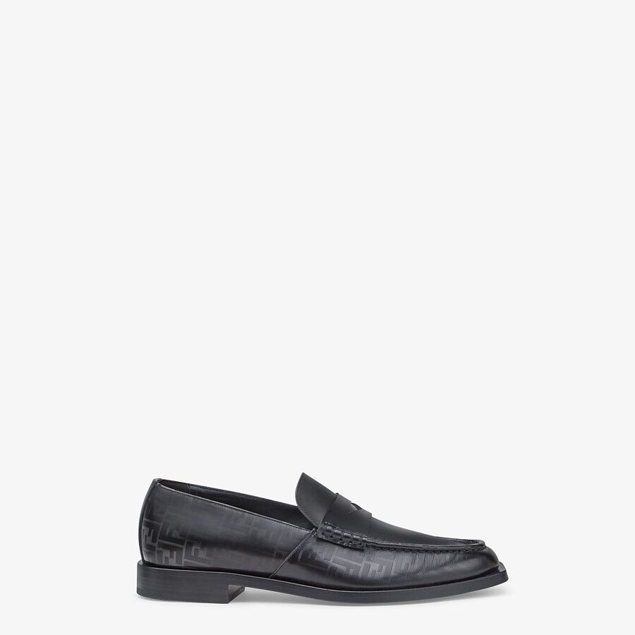 Black leather loafers - 1