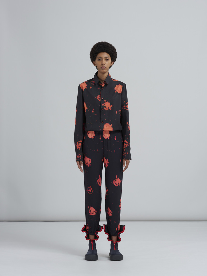 Marni FADED ROSES PRINT VISCOSE SABLÉ TROUSERS outlook
