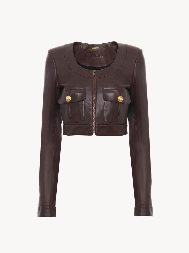 Chloé CROPPED CHASSEUR JACKET IN LEATHER outlook
