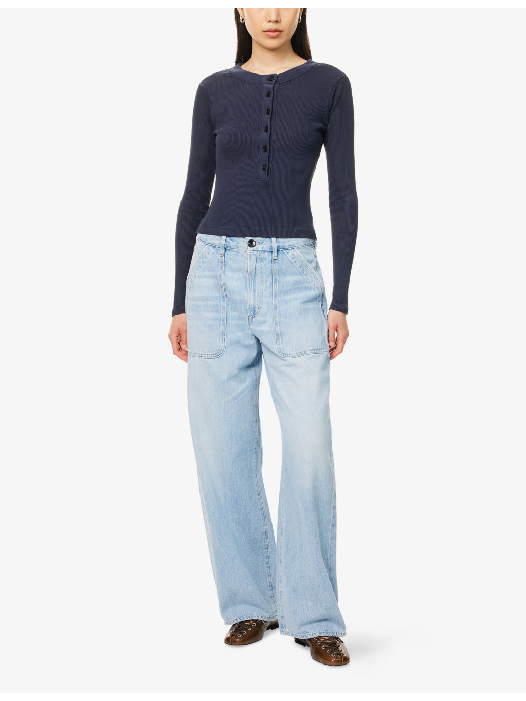 Varra Henley Long-Sleeve Cotton-Jersey Top - 2