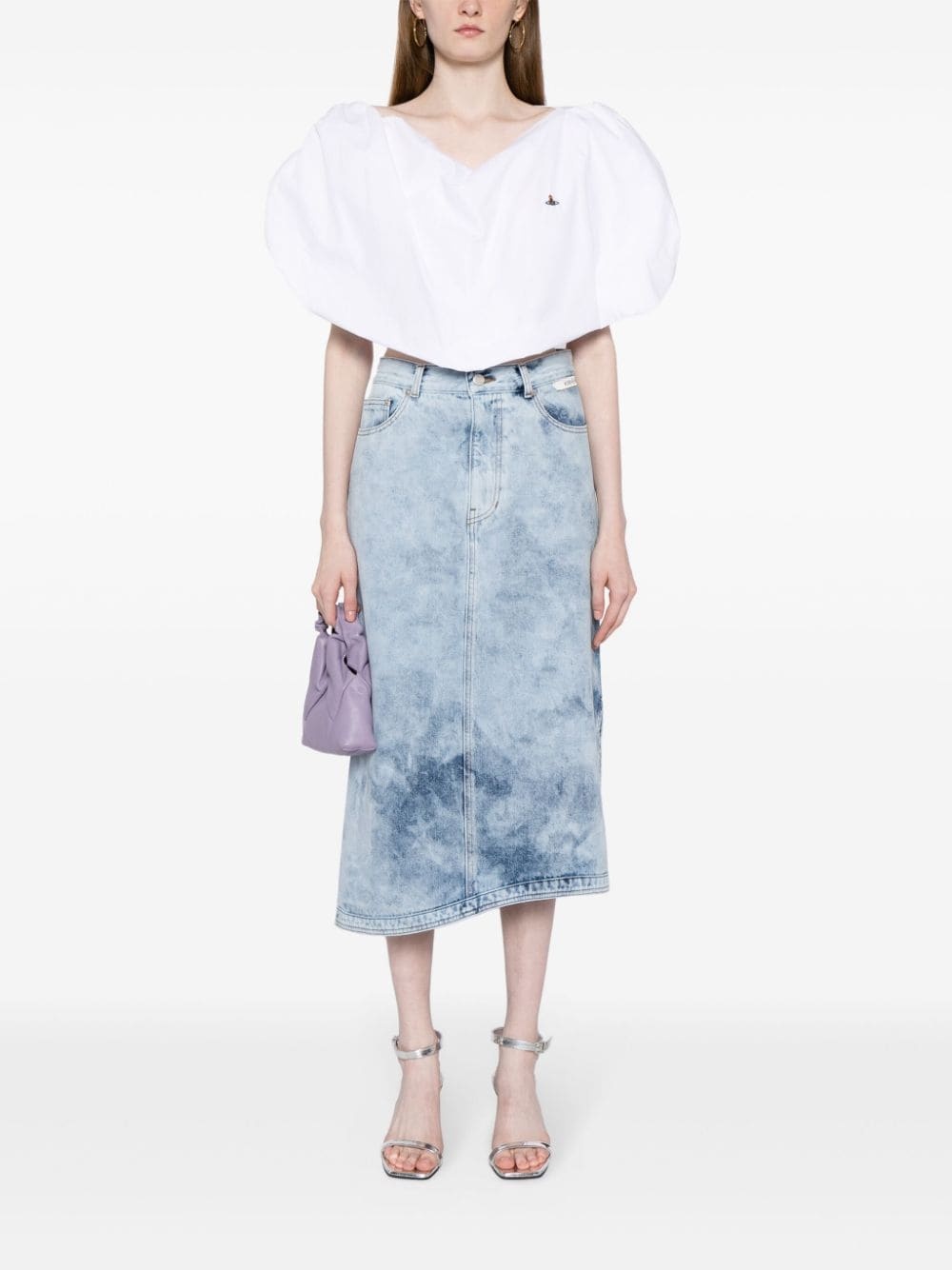 acid-wash midi skirt - 2