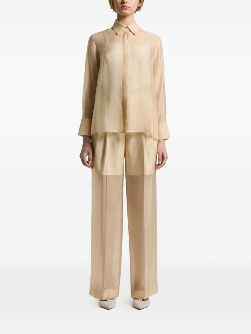 PESERICO sheer-panel collared shirt outlook