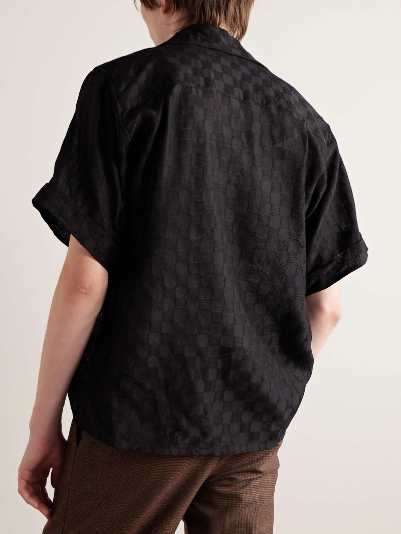 Camp-Collar Checked Wool and Silk-Blend Jacquard Shirt 3