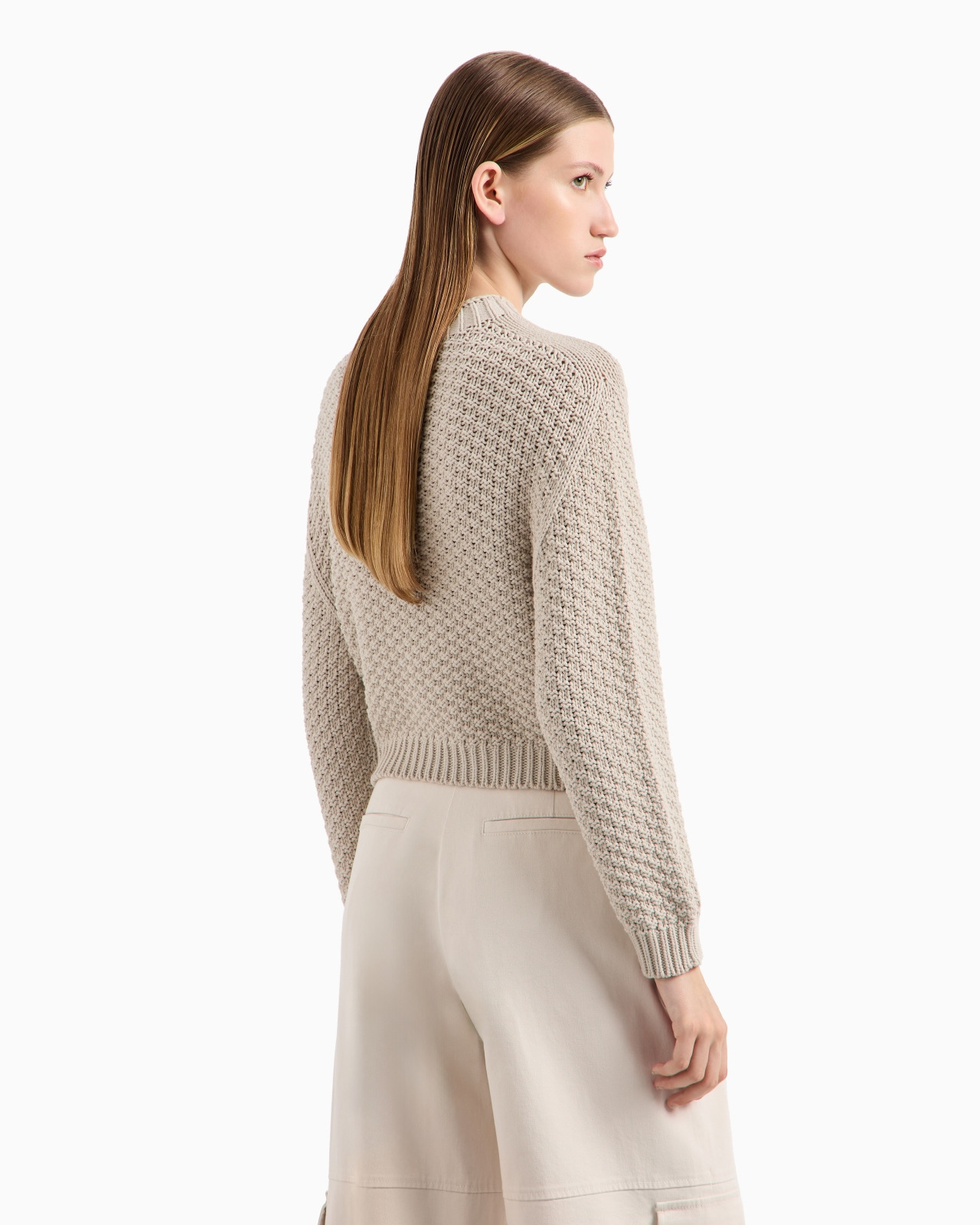 Seamless boxy-fit jumper with moss-stitch knit - 3