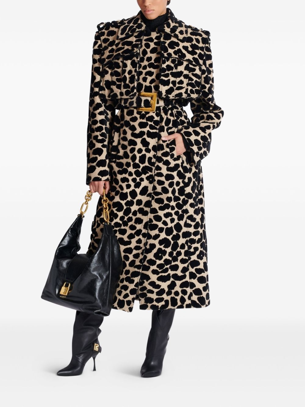 leopard-print belted trench coat - 2