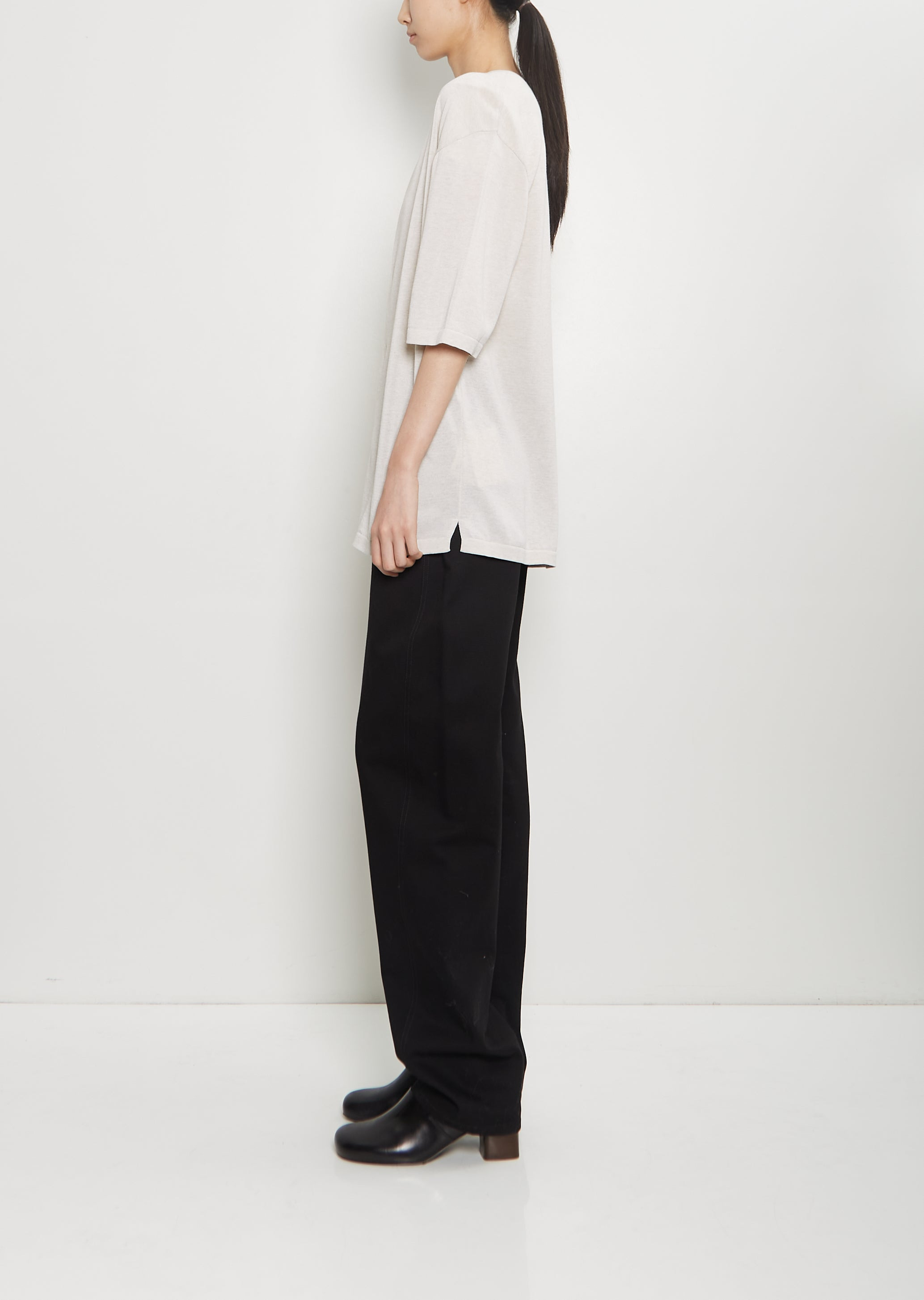 Cotton Short Sleeve Overshirt — Stone Beige Melange - 2