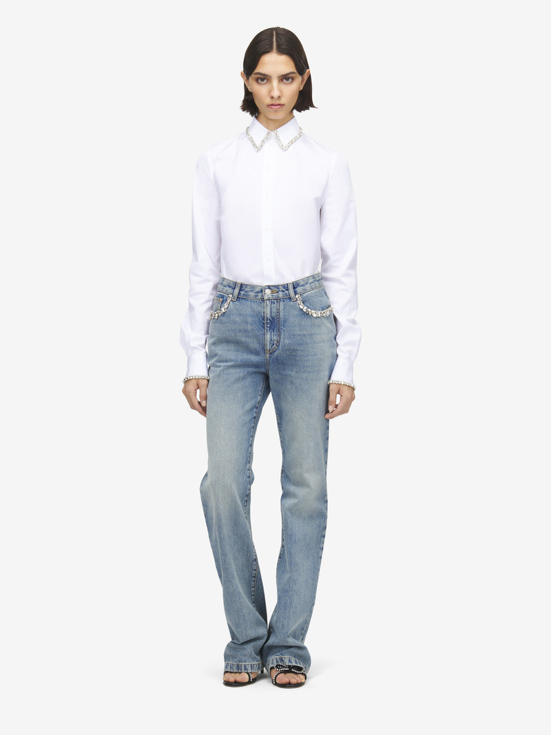 Alexander McQueen Crystal Embroidery Straight Leg Jeans outlook