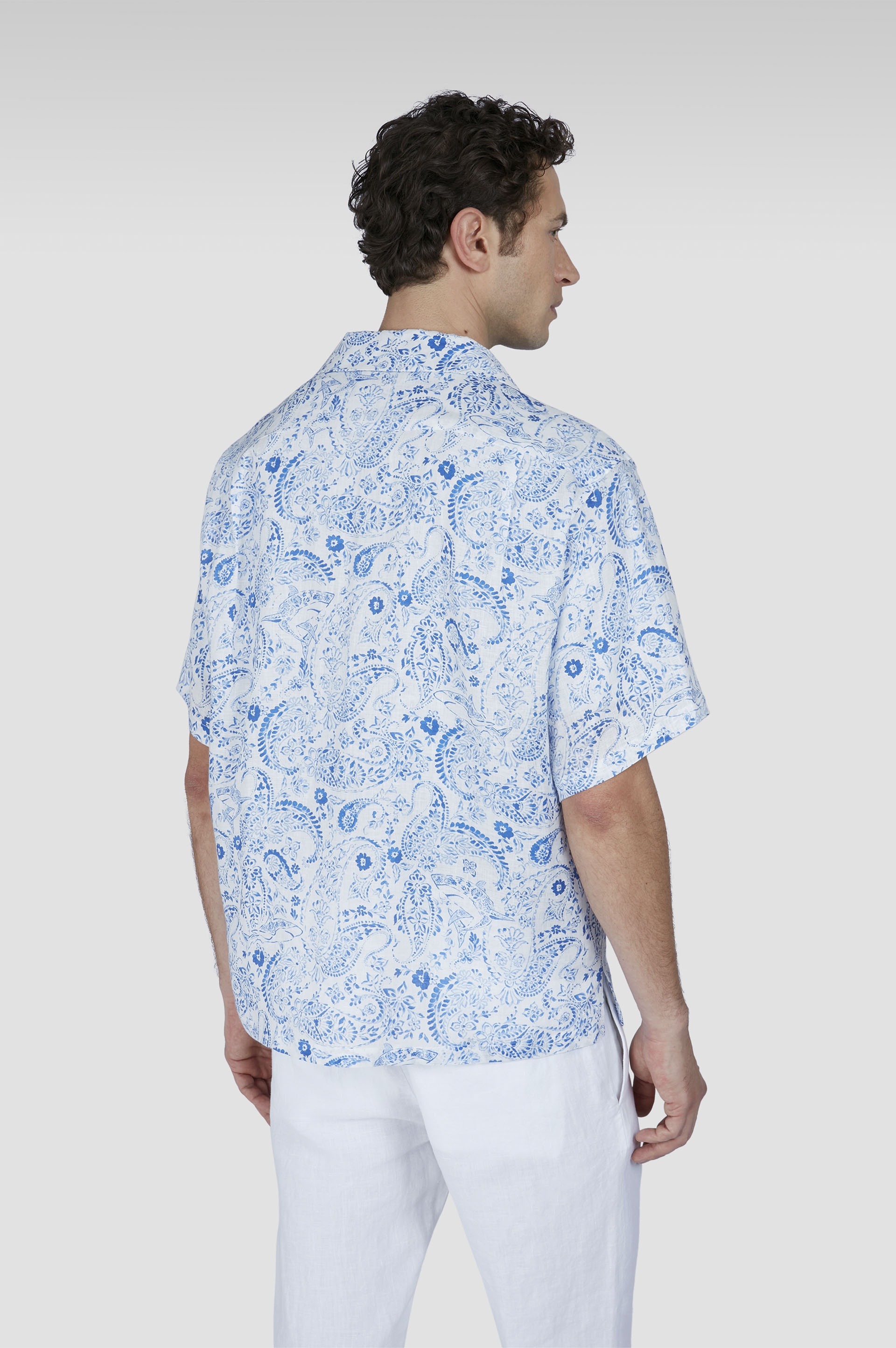 LINEN SHIRT WITH PAISLEY PRINT - 3