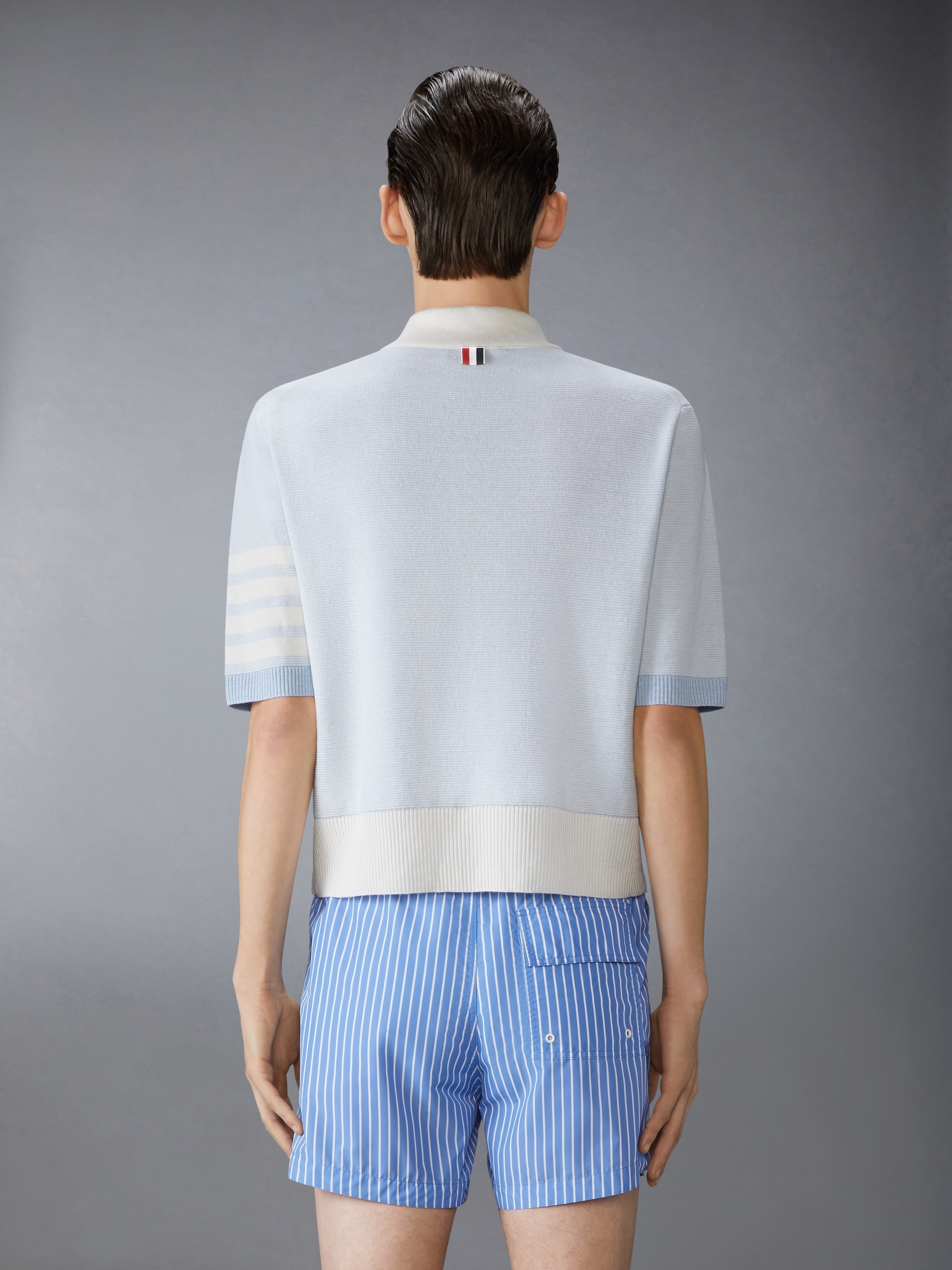 TEXTURED STRIPED STITCH 4-BAR RELAXED FIT POLO - 3