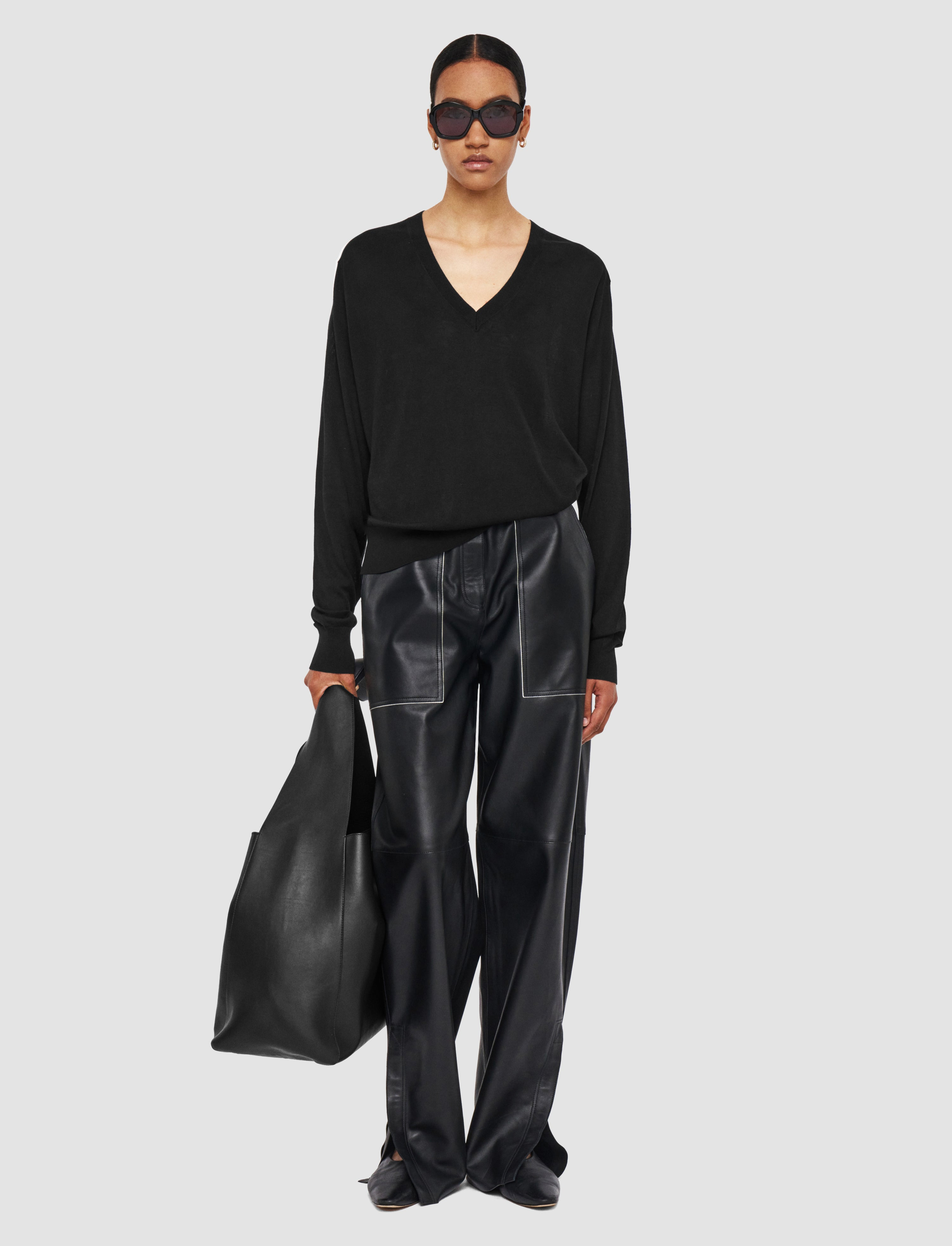 Superfine Cotton Silk V Neck Jumper - 2