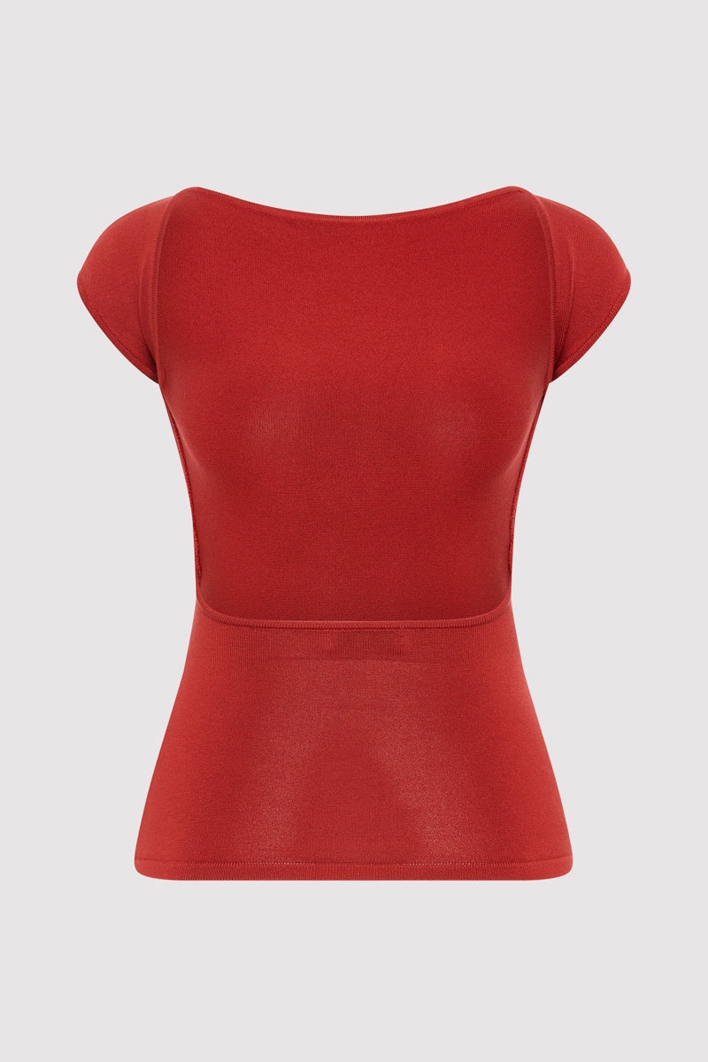 Sculpted Ballet Knit Top - Rosso - 6