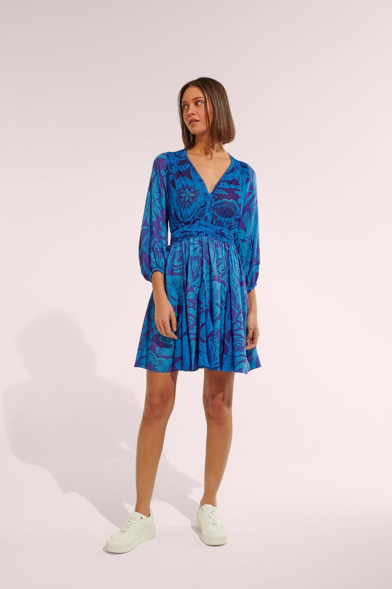 Mini Dress Anabelle - Blue Gauguin - 1