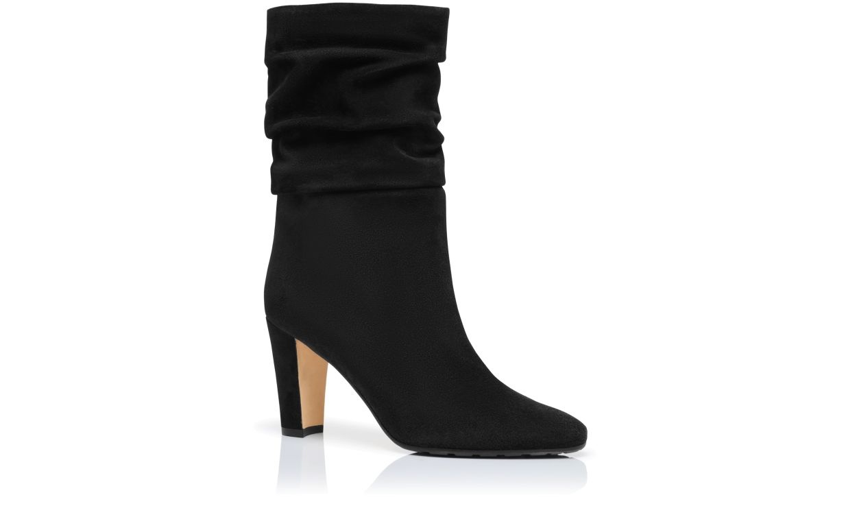 Black Suede Knee High Boots - 3