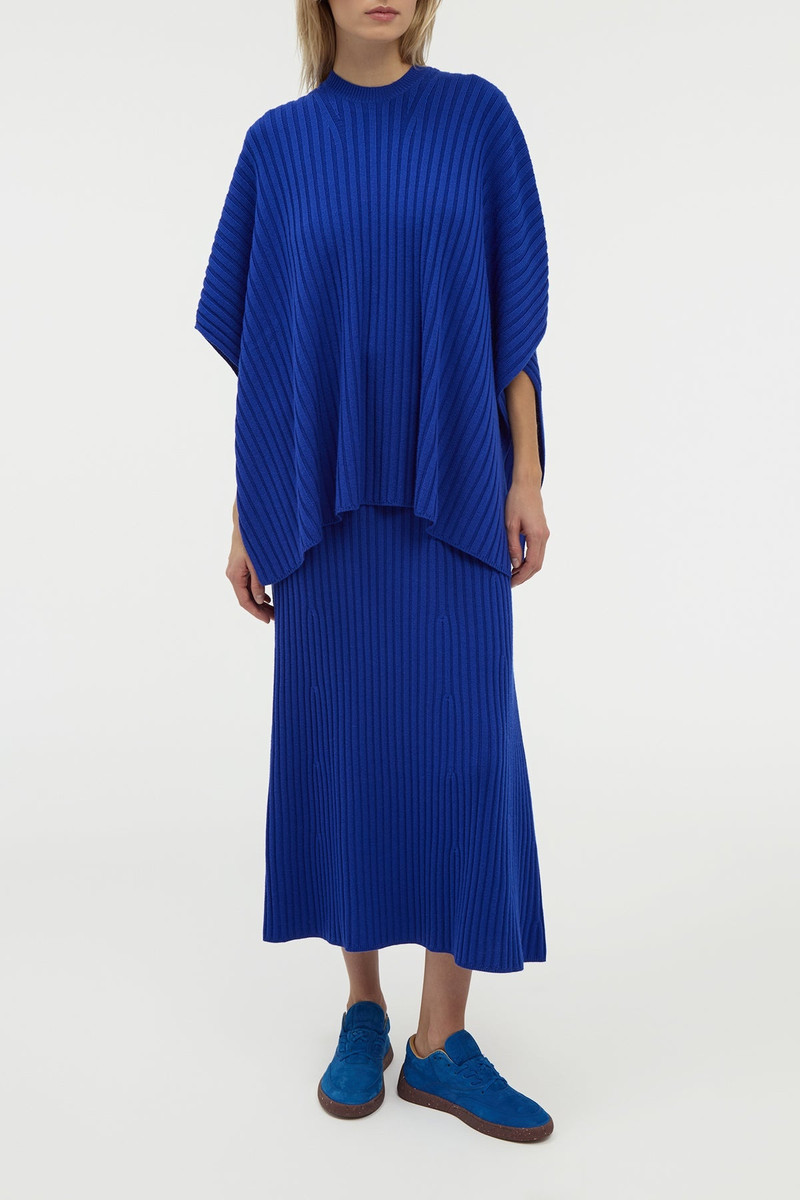 GABRIELA HEARST Baron Knit Cropped Poncho in Cobalt Merino Wool Cashmere outlook