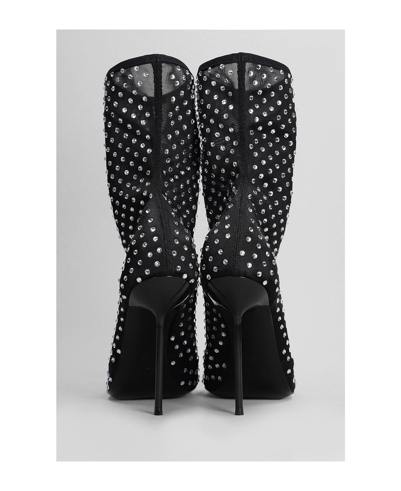 Lidia High Heels Ankle Boots In Black Fabric - 4