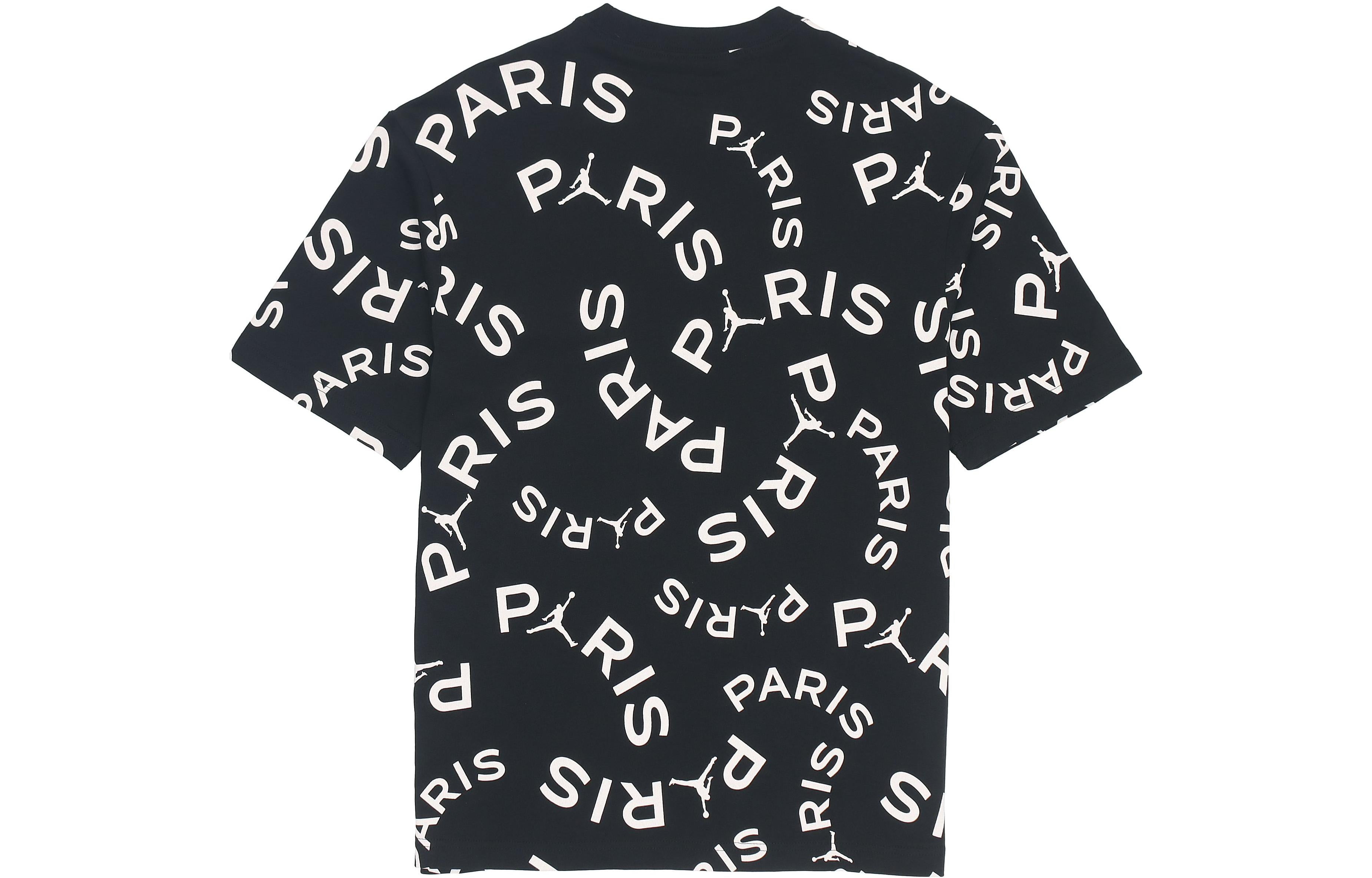 Air Jordan Paris Saint-Germain Jock Tag Alphabet Short Sleeve Black CK9788-010 - 2