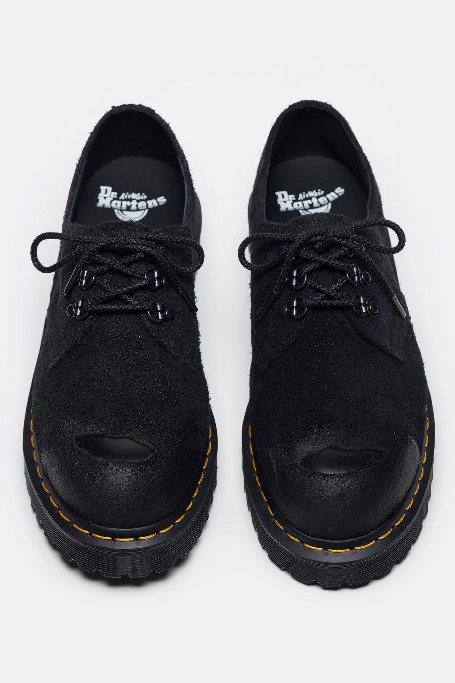 1461 Burnished Hairy Suede ST Shoe in Black - 3