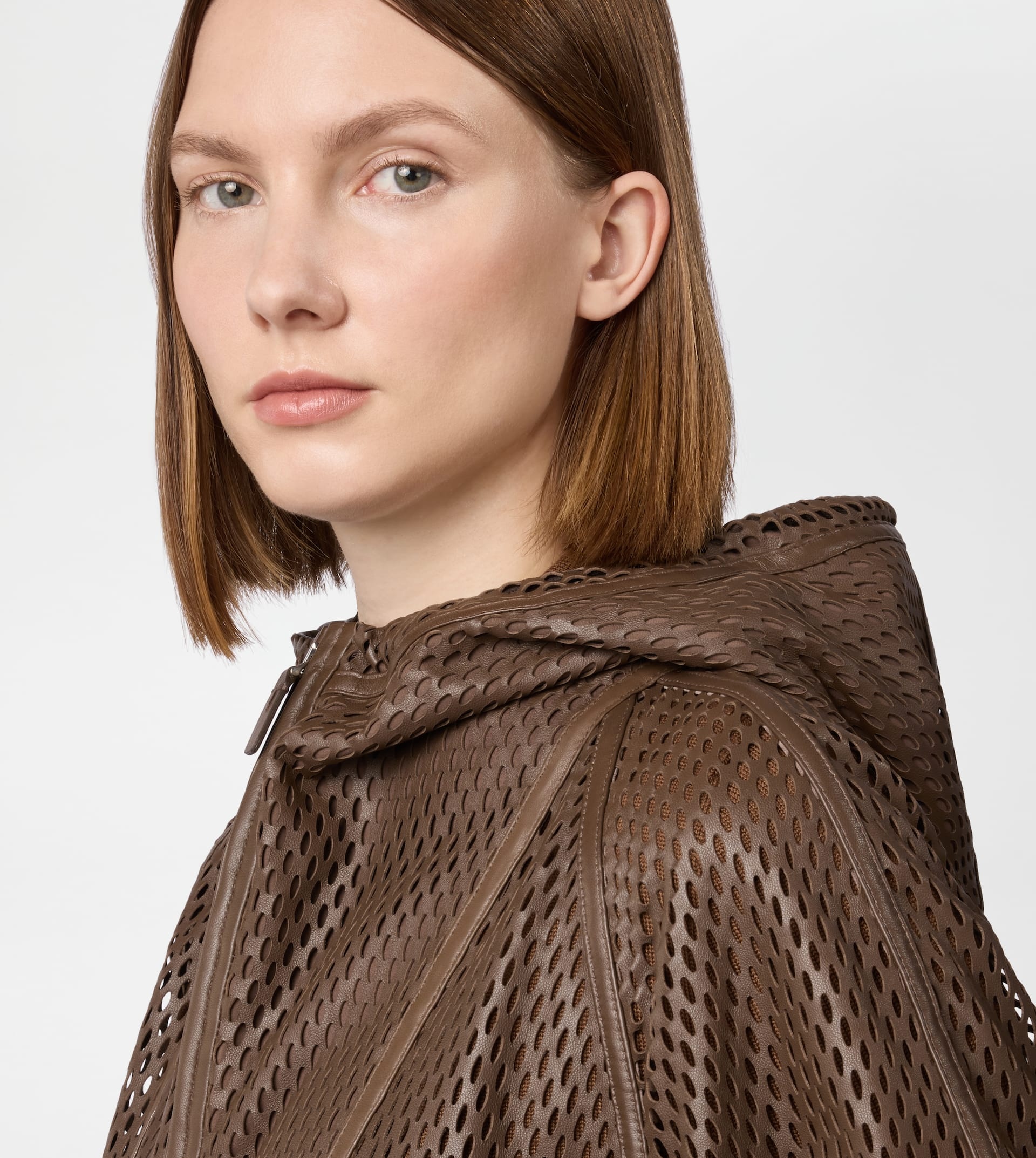 WINDBREAKER IN PERFORATED LEATHER - BROWN - 6