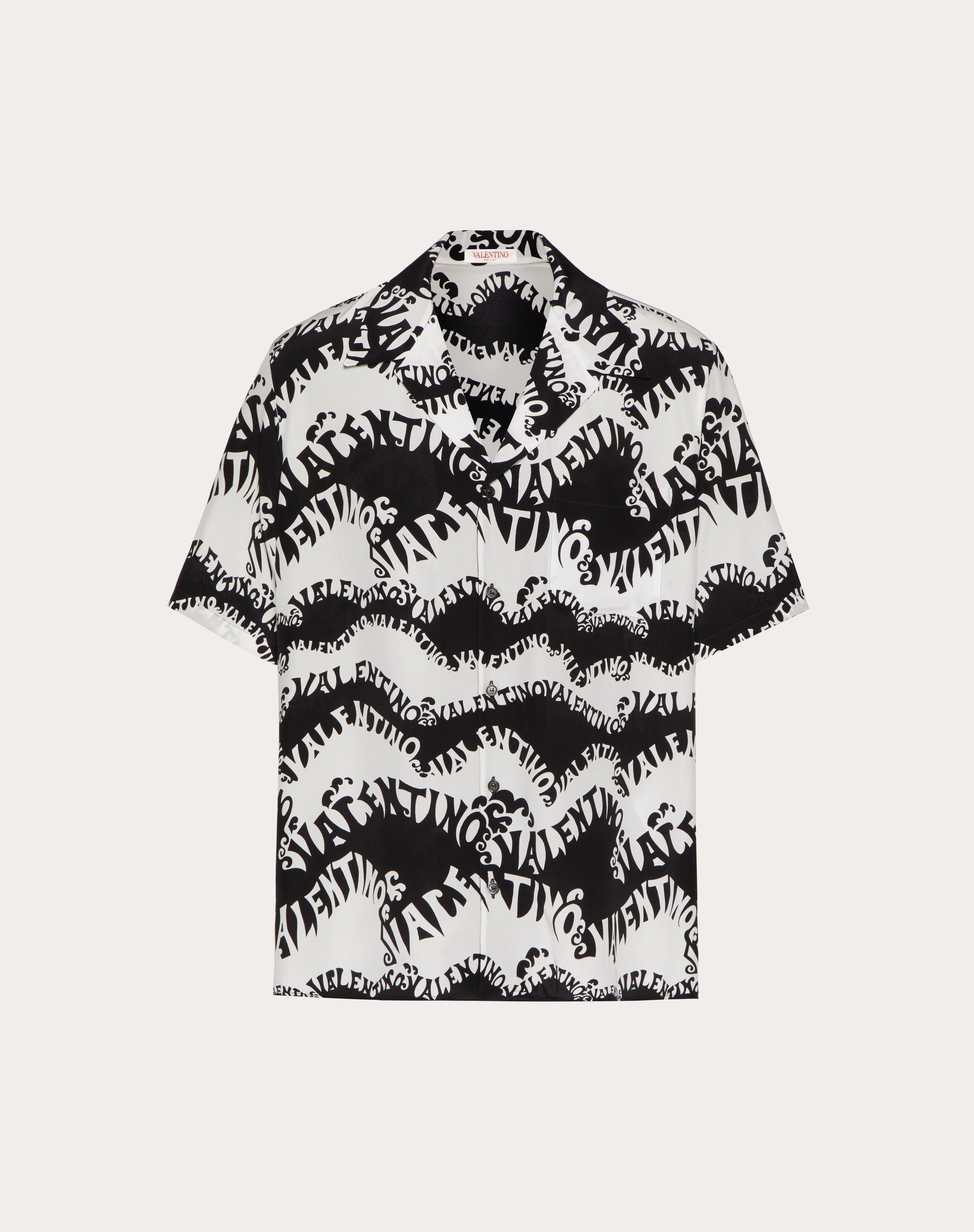 SILK BOWLING SHIRT WITH WAVES VALENTINO ARCHIVE 1970 PRINT - 1