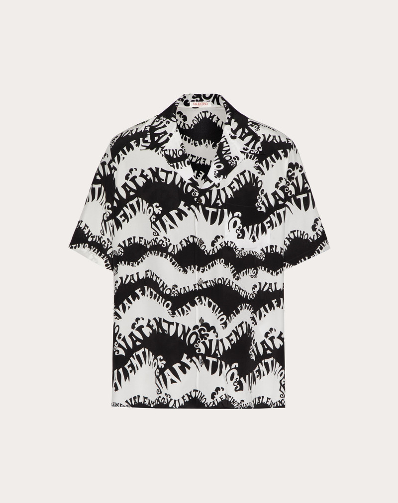 SILK BOWLING SHIRT WITH WAVES VALENTINO ARCHIVE 1970 PRINT 1