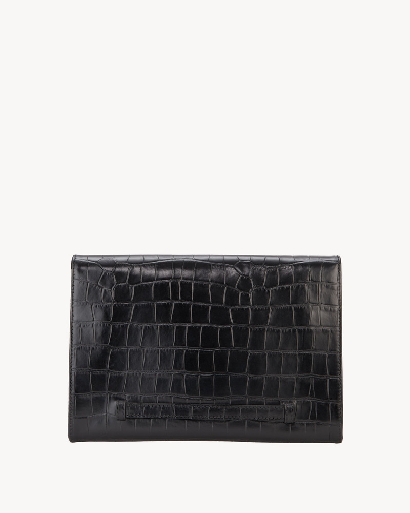 LE AGNES EMBOSSED CROC CLUTCH 6