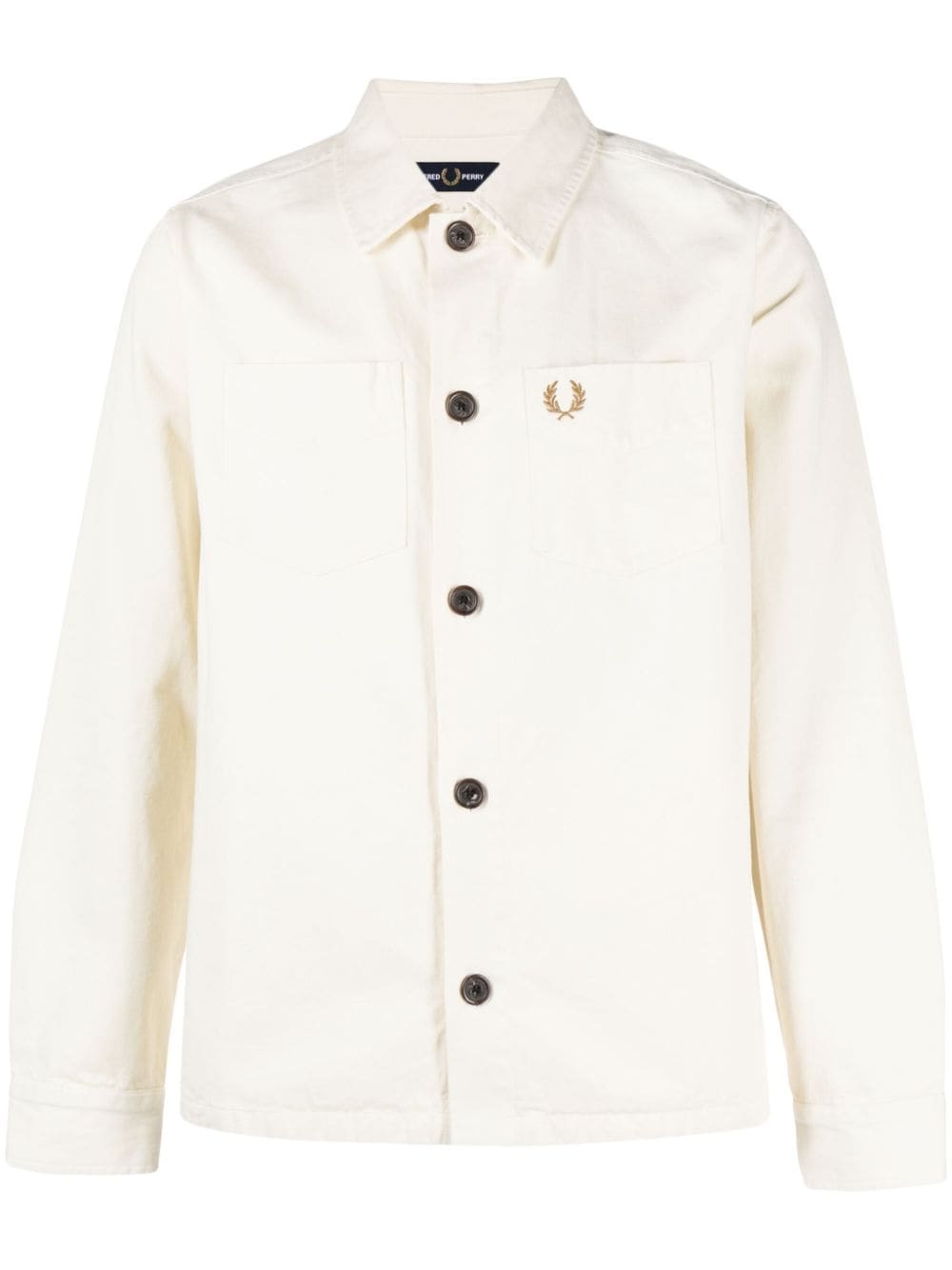 logo-embroidery button-up shirt - 1