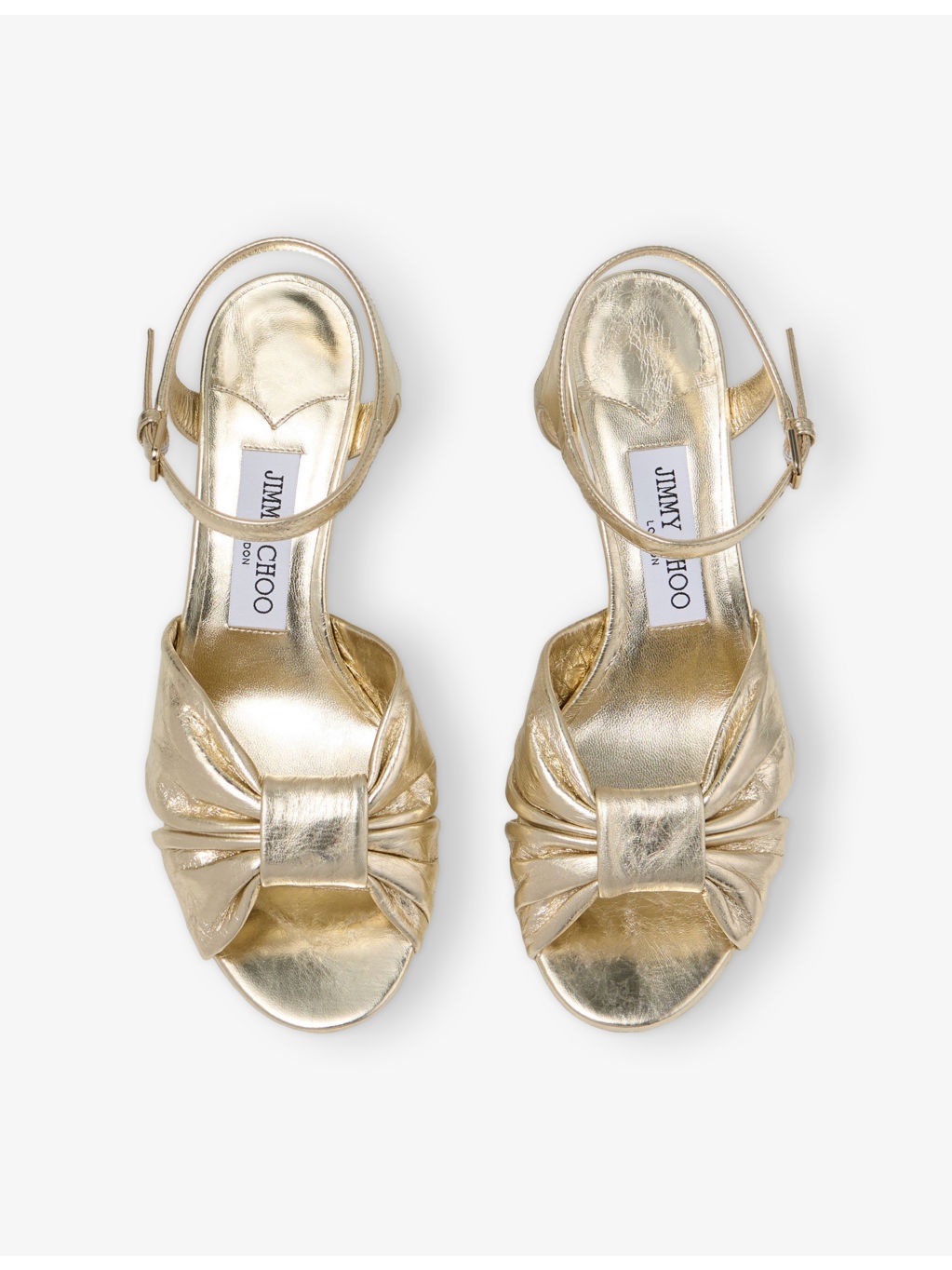 Heloise 80 Knotted-Strap Metallic-Leather Heeled Sandals - 2