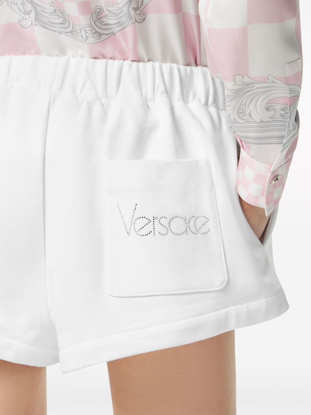 logo-embroidered cotton shorts - 5