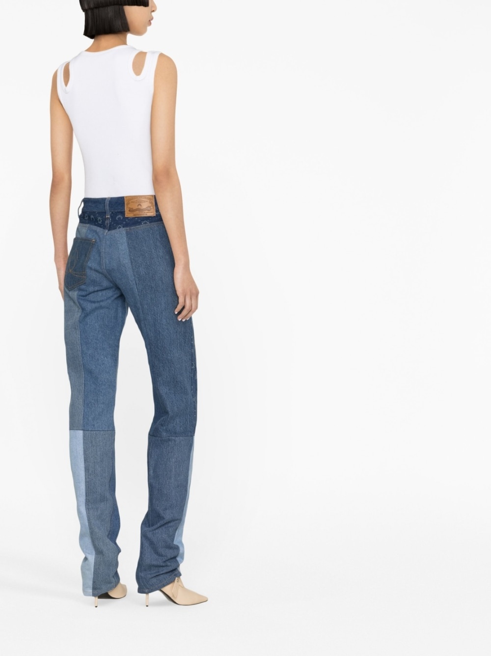 straight-leg patchwork jeans - 4