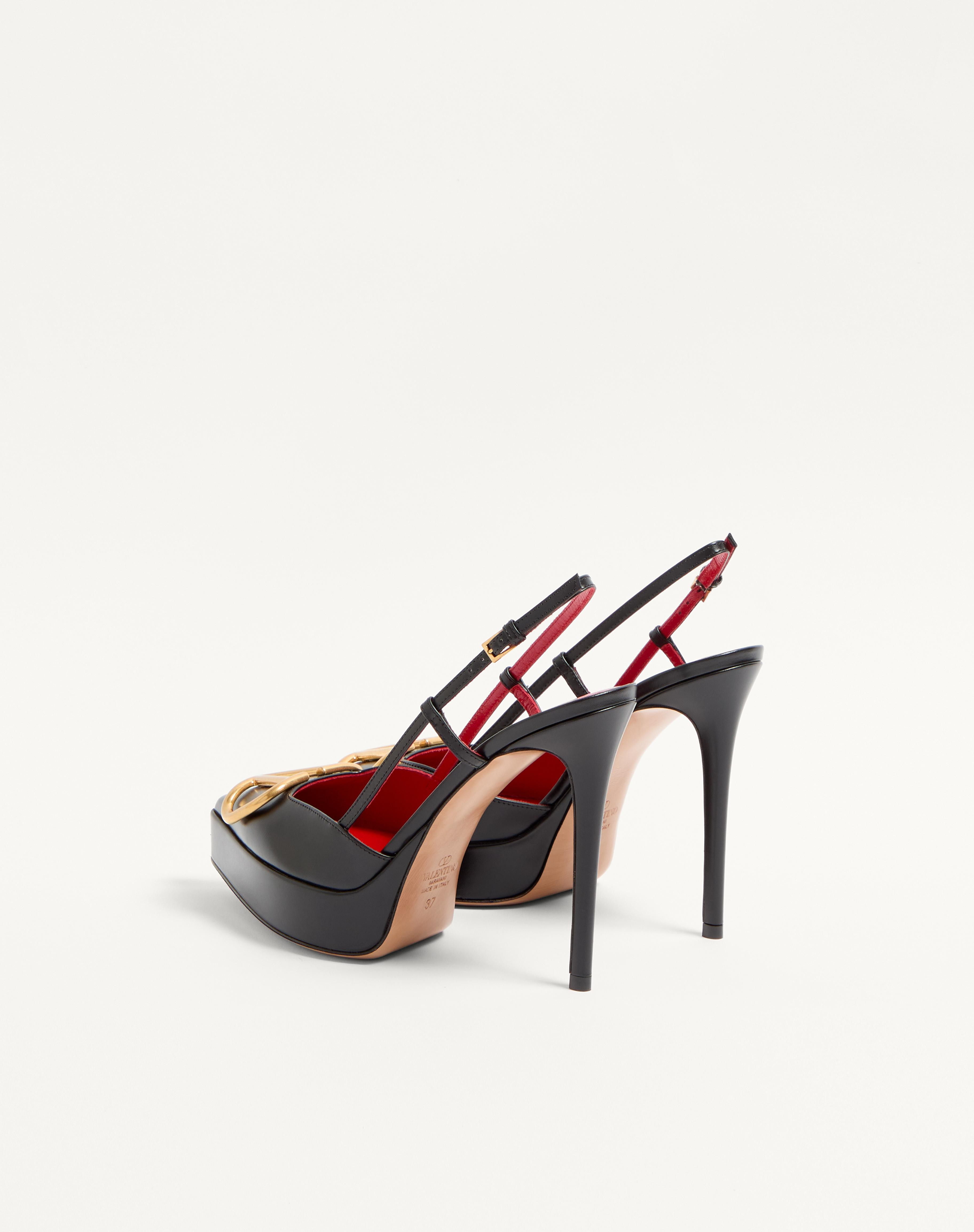 VLOGO SIGNATURE CALFSKIN SLINGBACK PLATFORM PUMP 120MM - 5