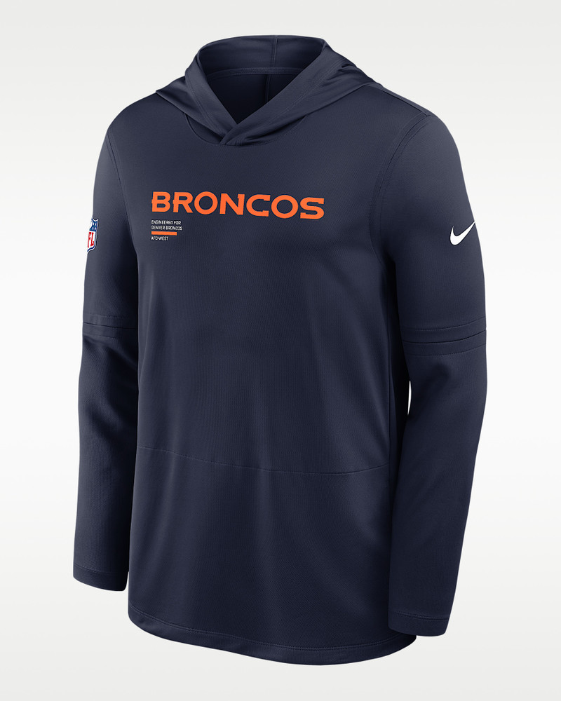 Denver Broncos Pure Fury Sideline Men's Nike Dri-FIT NFL Long-Sleeve Hooded Top 1