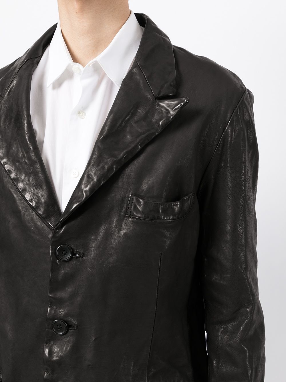 crinkled leather blazer - 5