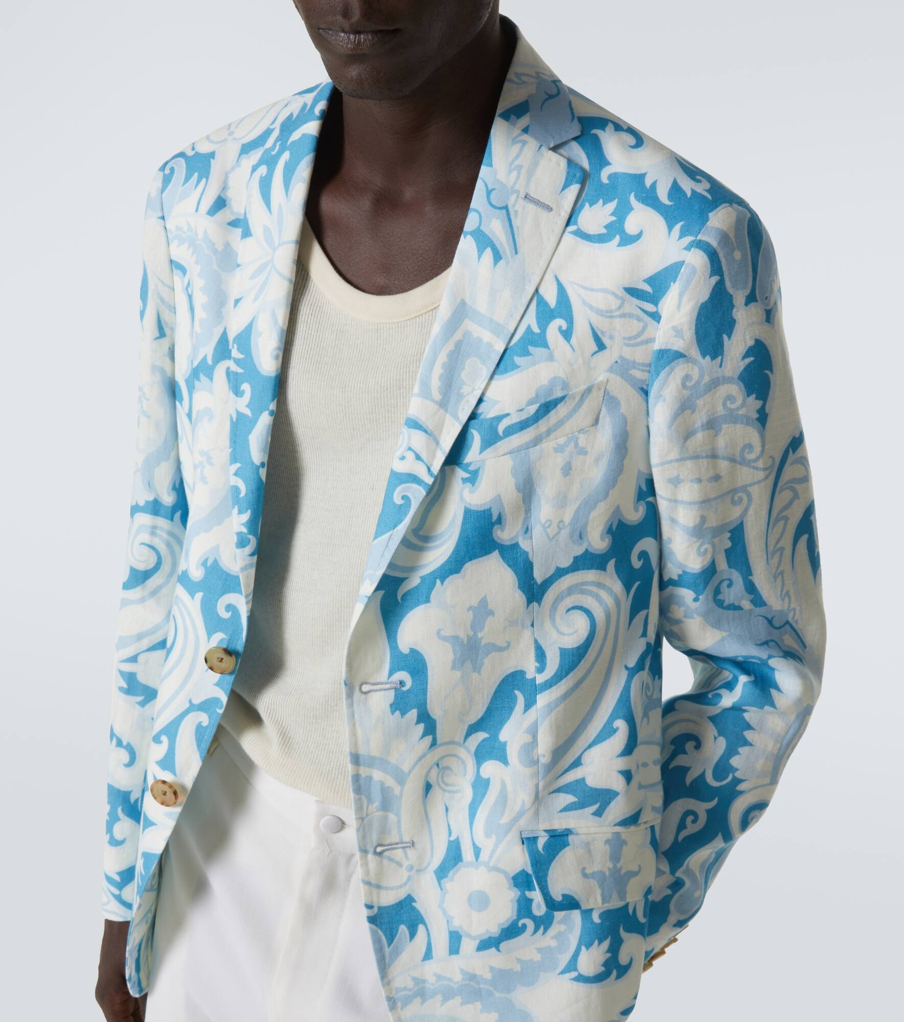 Printed single-breasted cotton blazer - 5