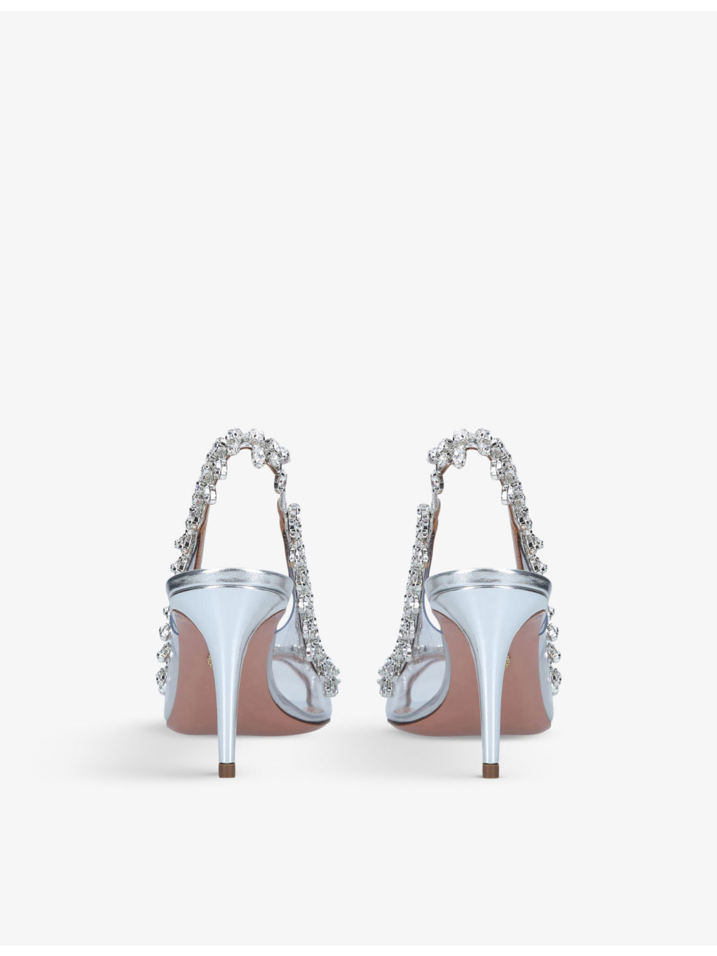 Temptation crystal-embellished leather and PVC slingback sandals - 4