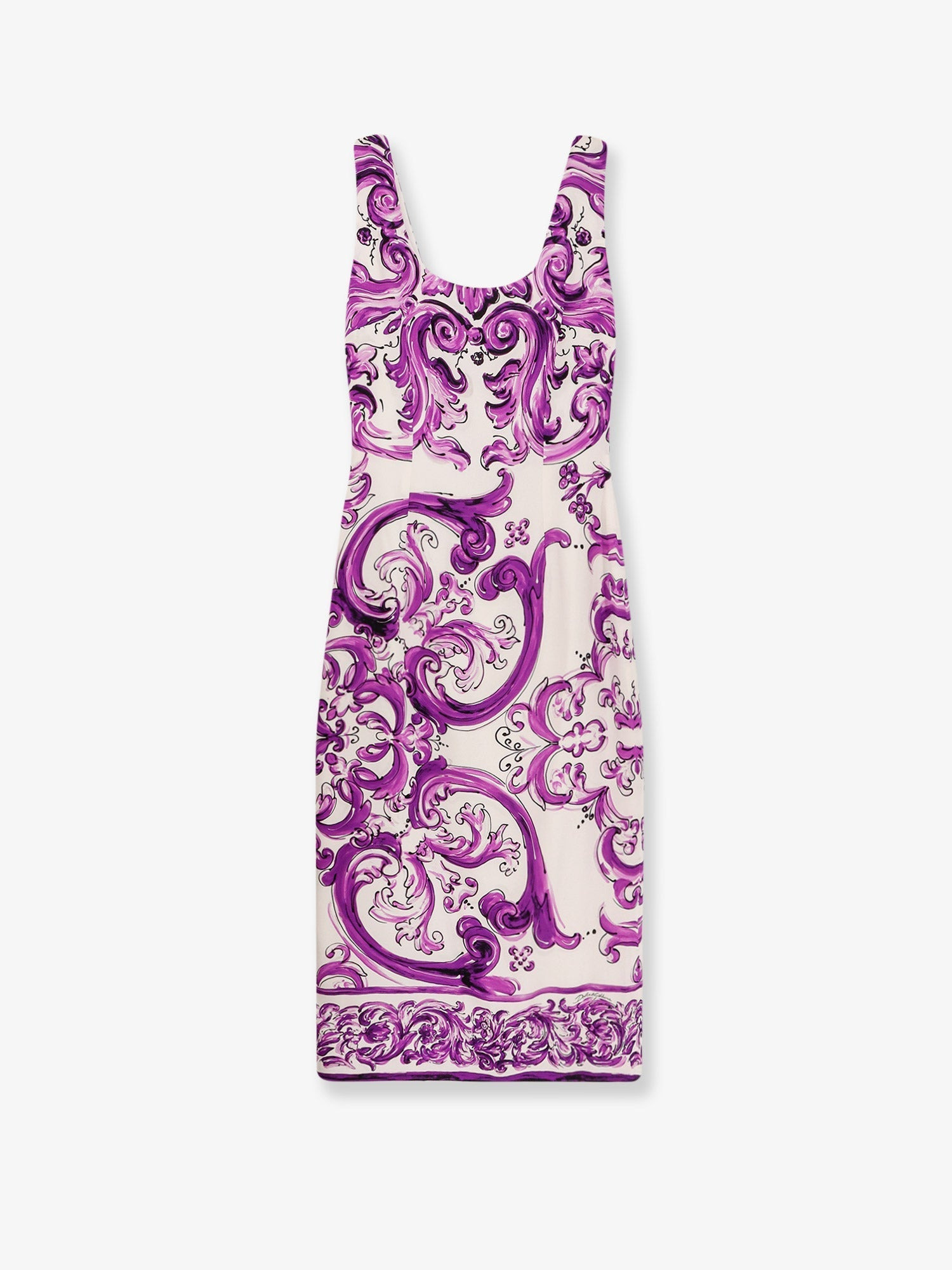 Dolce & Gabbana Women Silk Midi Pencil Dress With Maiolica Print - 1