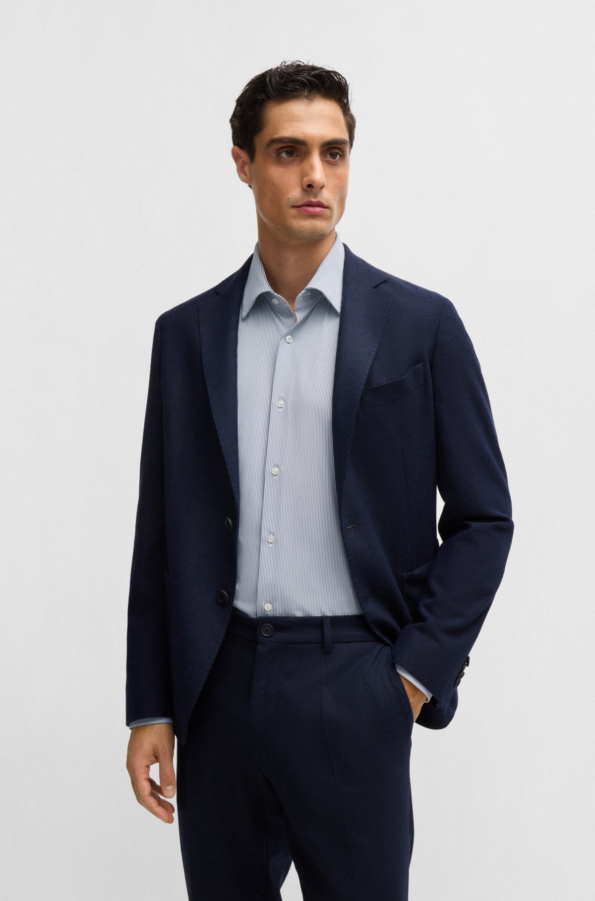 REGULAR-FIT SHIRT IN STRUCTURED PERFORMANCE-STRETCH FABRIC - 6
