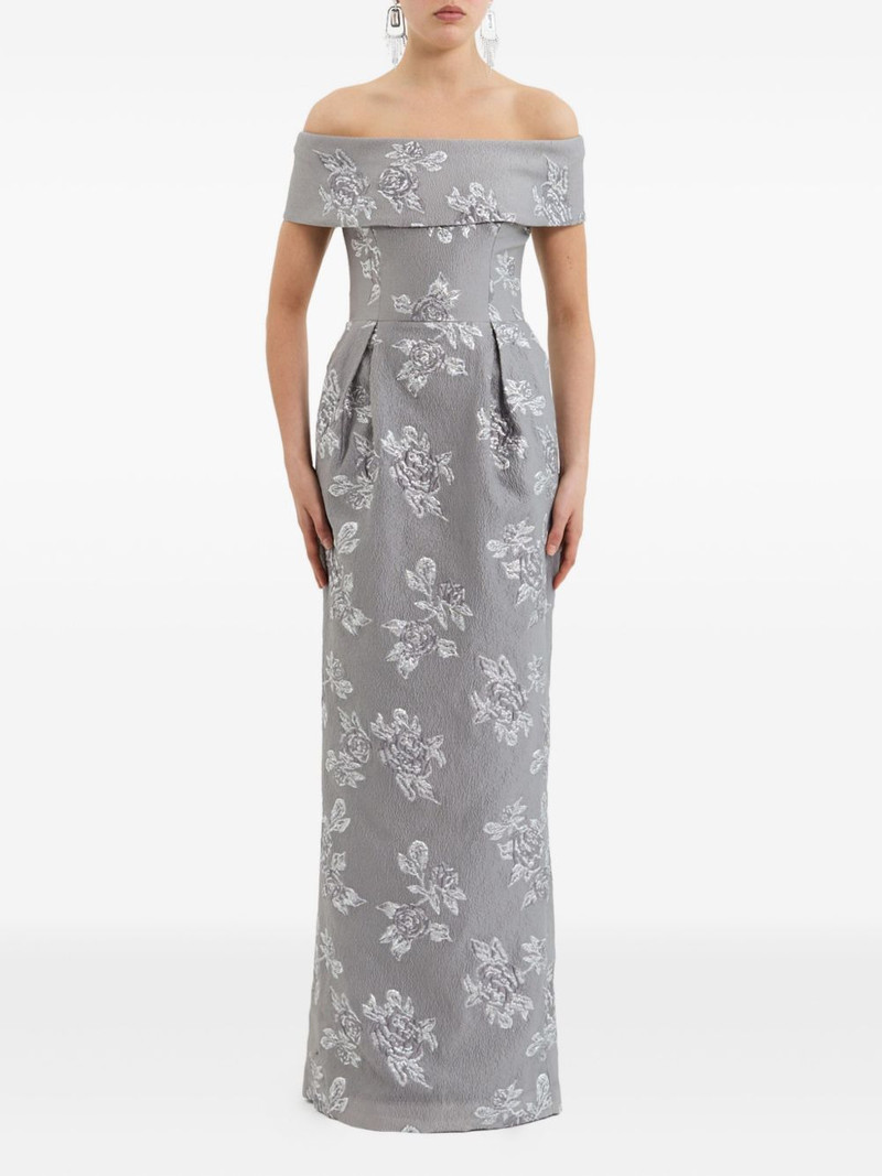 REBECCA VALLANCE Ruth off-shoulder floral gown outlook