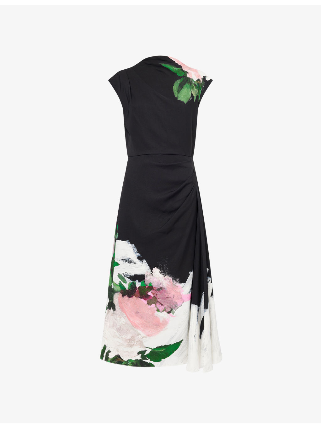 Floral-Embroidered Cocktail Cloque Jacquard Midi Dress - 1