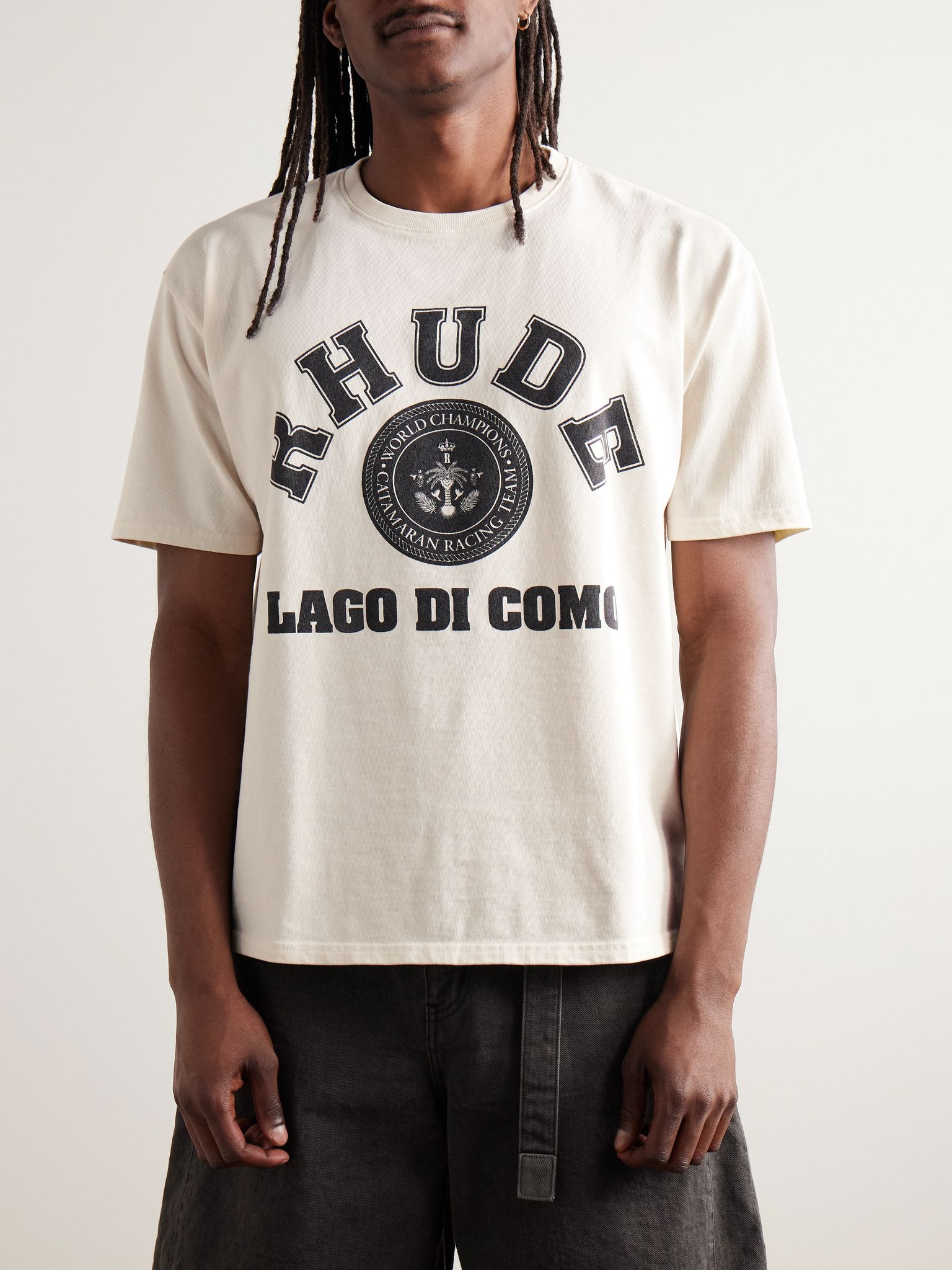 + Como 1907 Lago di Como Logo-Print Cotton-Jersey T-Shirt Ivory - 3