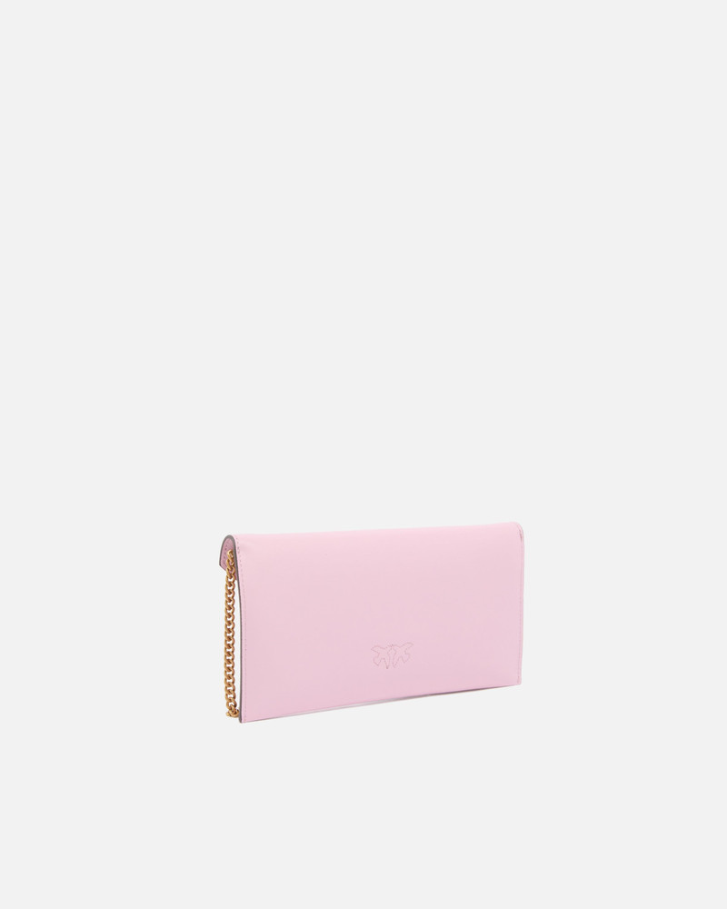 PINKO SMALL SMOOTH LEATHER ENVELOPE CLUTCH BAG WITH LOVE BIRDS LOGO outlook