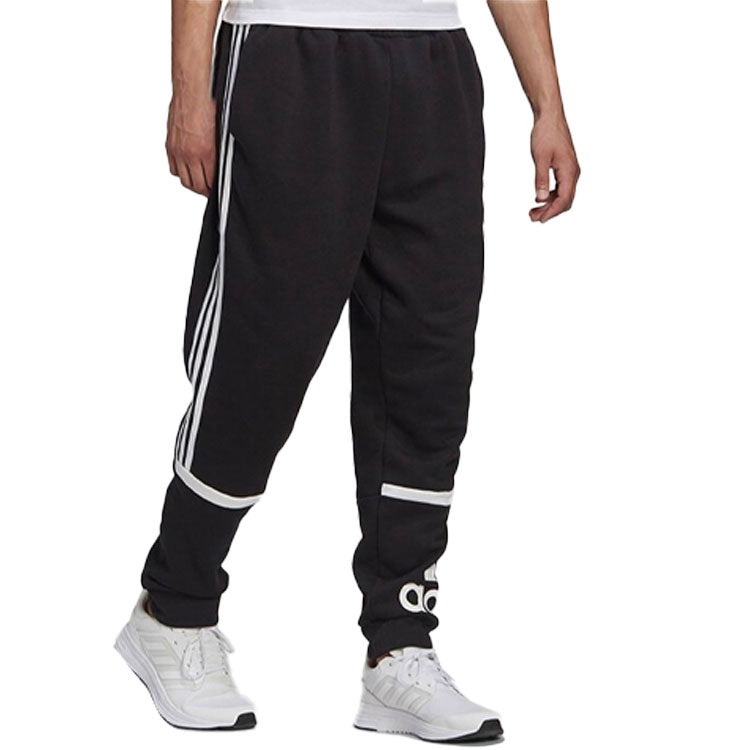 Men's adidas Large Logo Colorblock Casual Sports Breathable Long Pants/Trousers Black GK8903 - 2