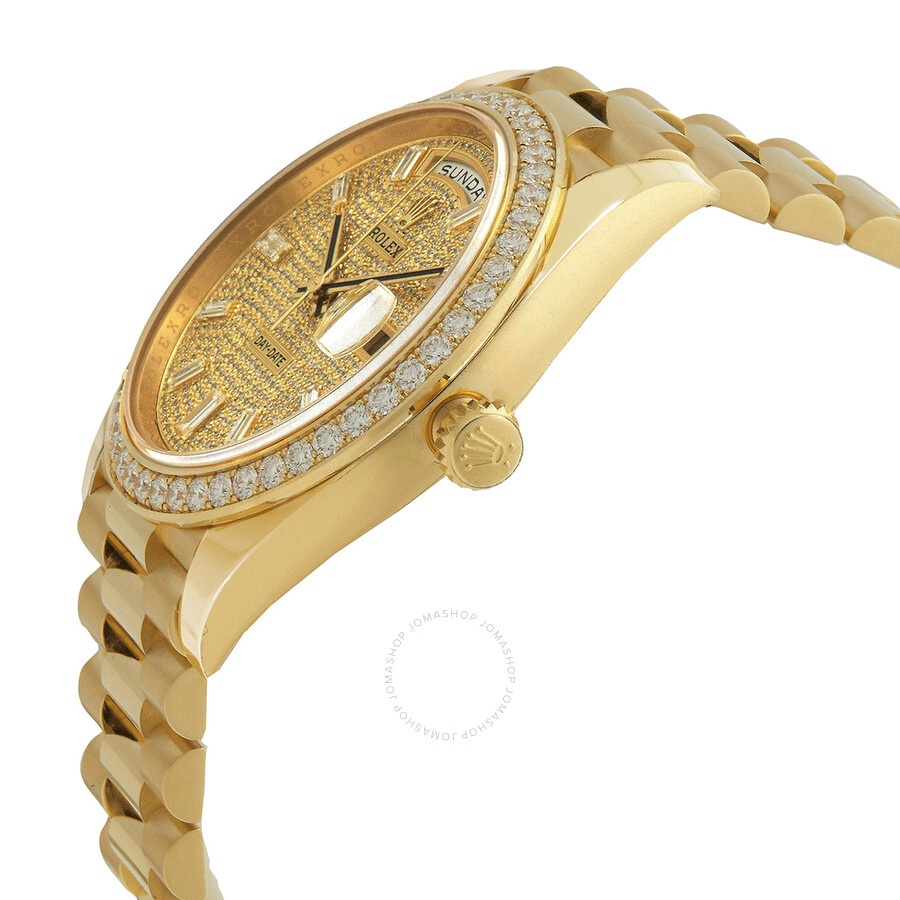 Rolex Day-Date 40 Diamond Paved Dial Men's 18kt Yellow Gold President Watch M228348rbr-0037 - 2