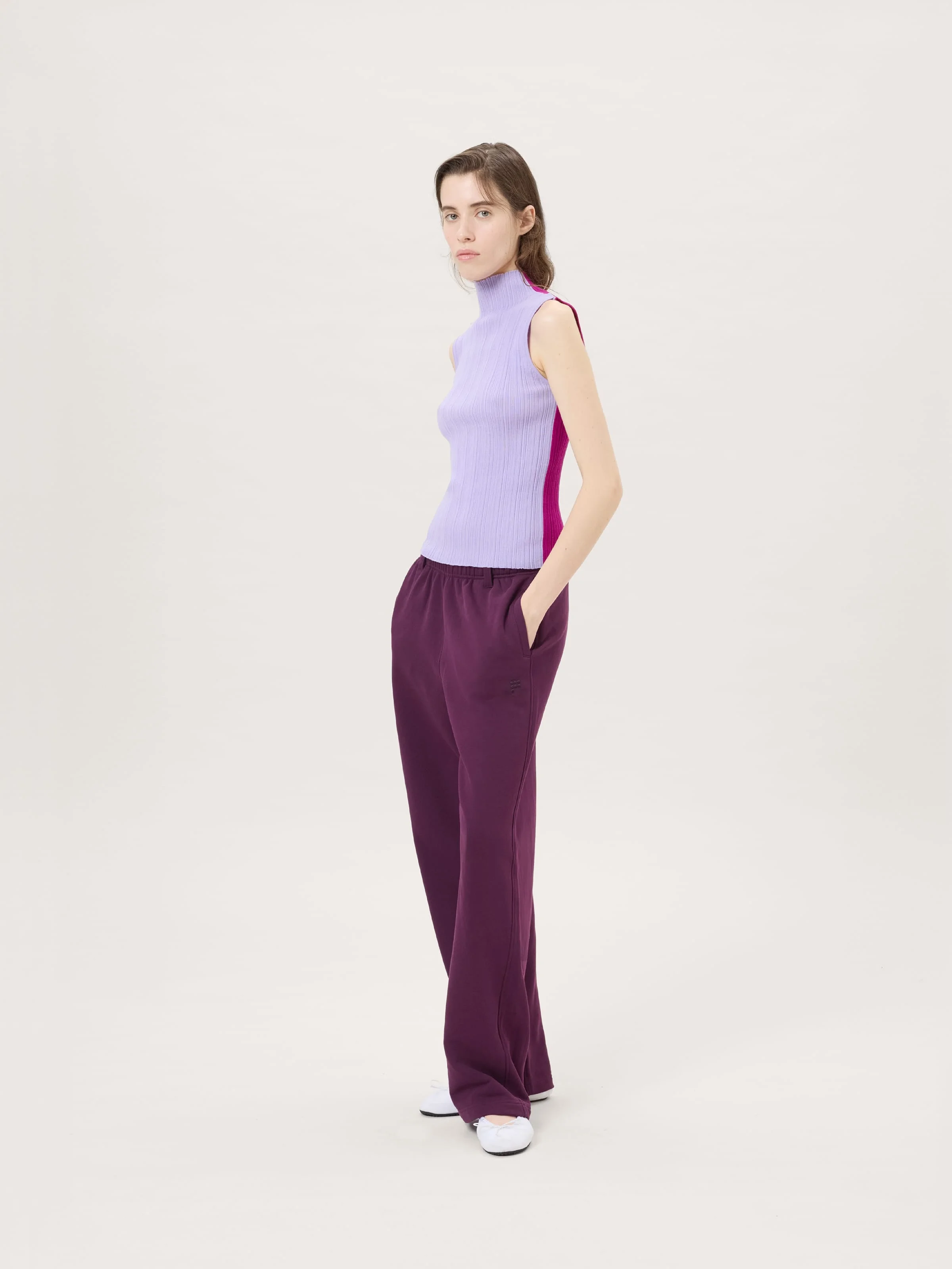Womens Midweight Straight Leg Logo Track Pants - Nocturne Plum - 1
