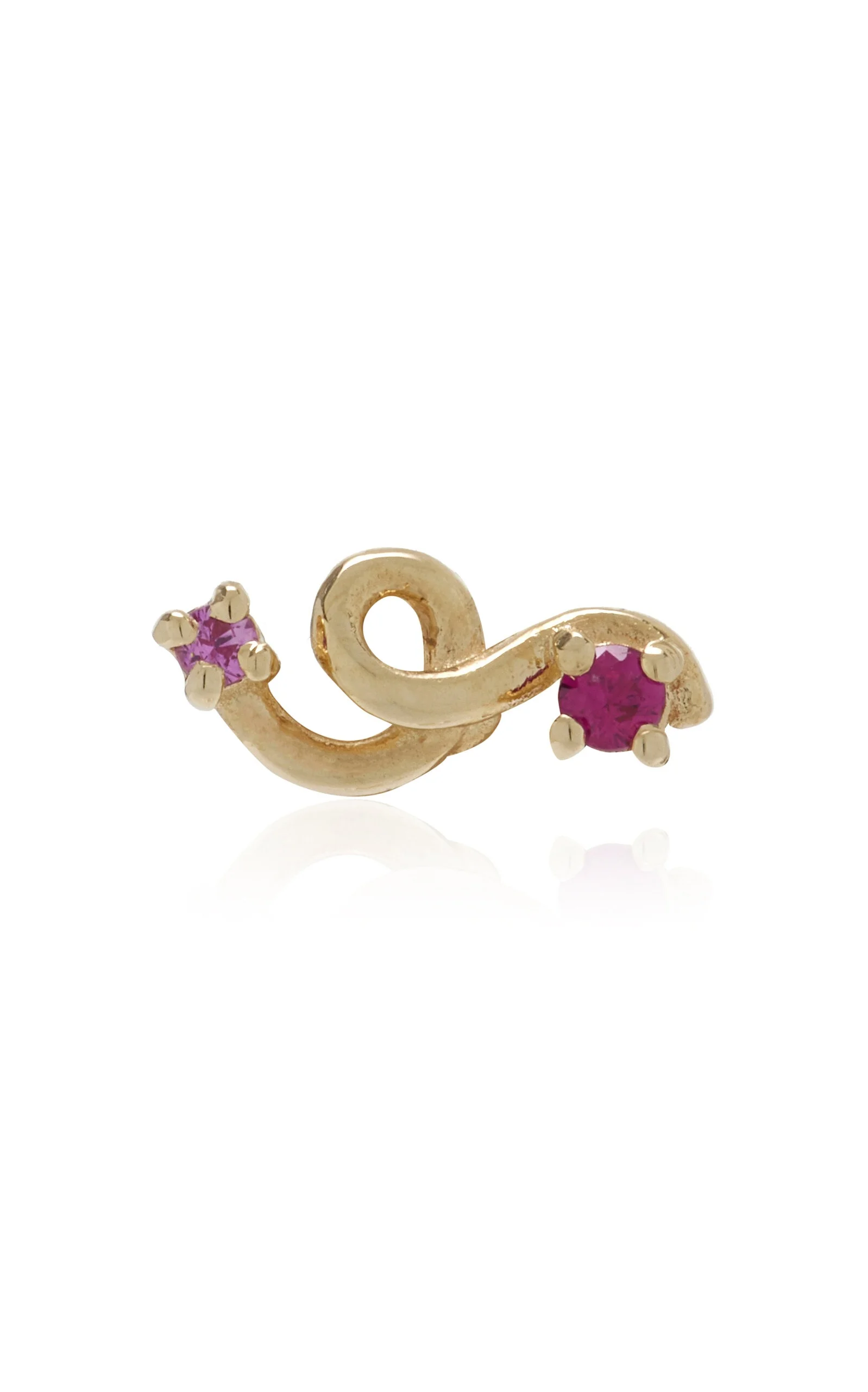 Mini Loop 9K Yellow Gold Ruby, Sapphire Single Earring gold - 1