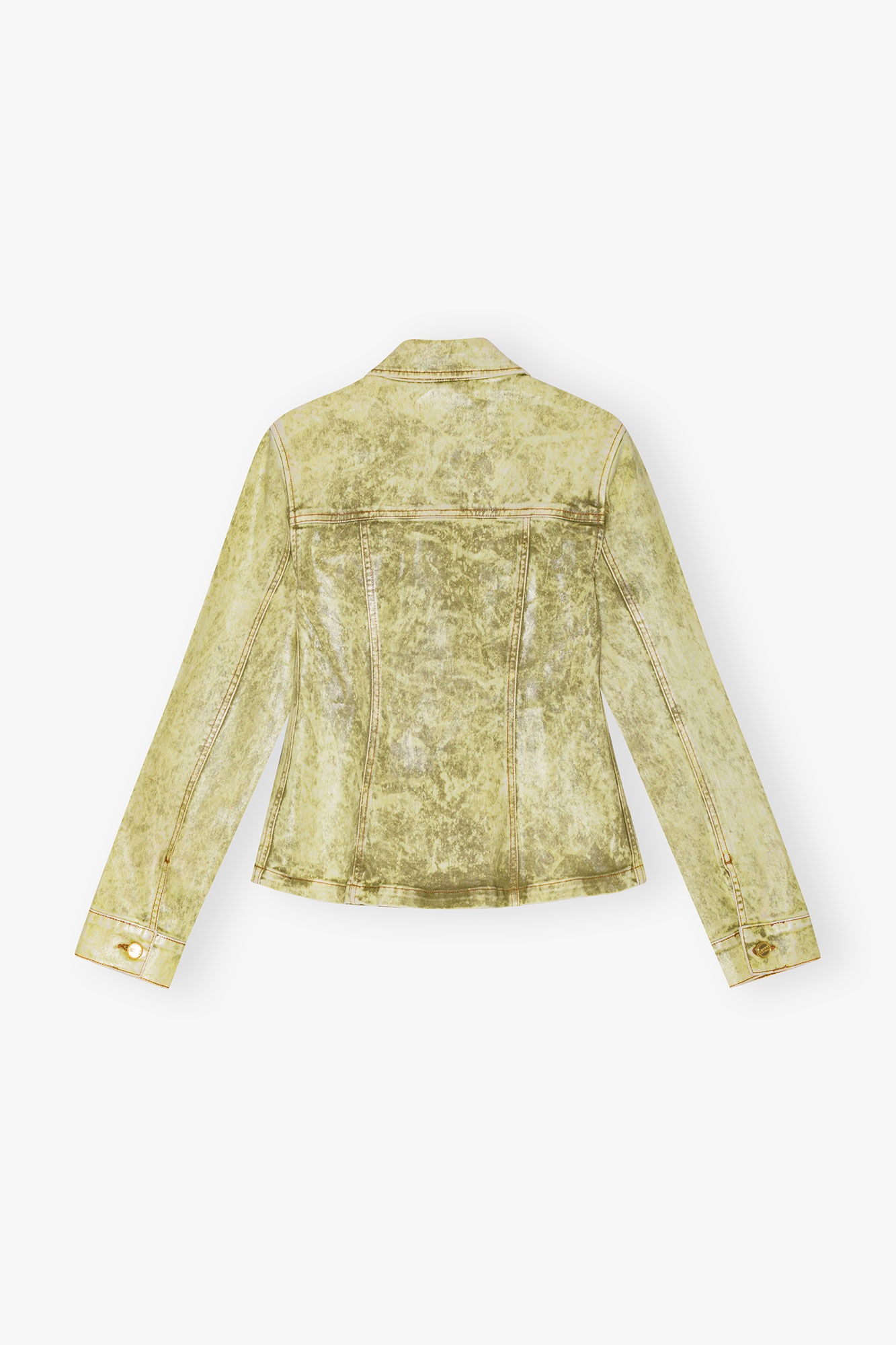 YELLOW FOIL OVERDYED DENIM FITTED BLAZER - 7